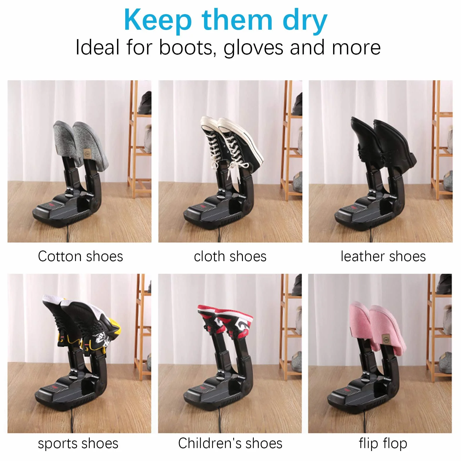 Asciuga Scarpe Elettrico Timer Intelligente Pieghevole Riscaldato per Scarpe Stivali Guanti Calzini