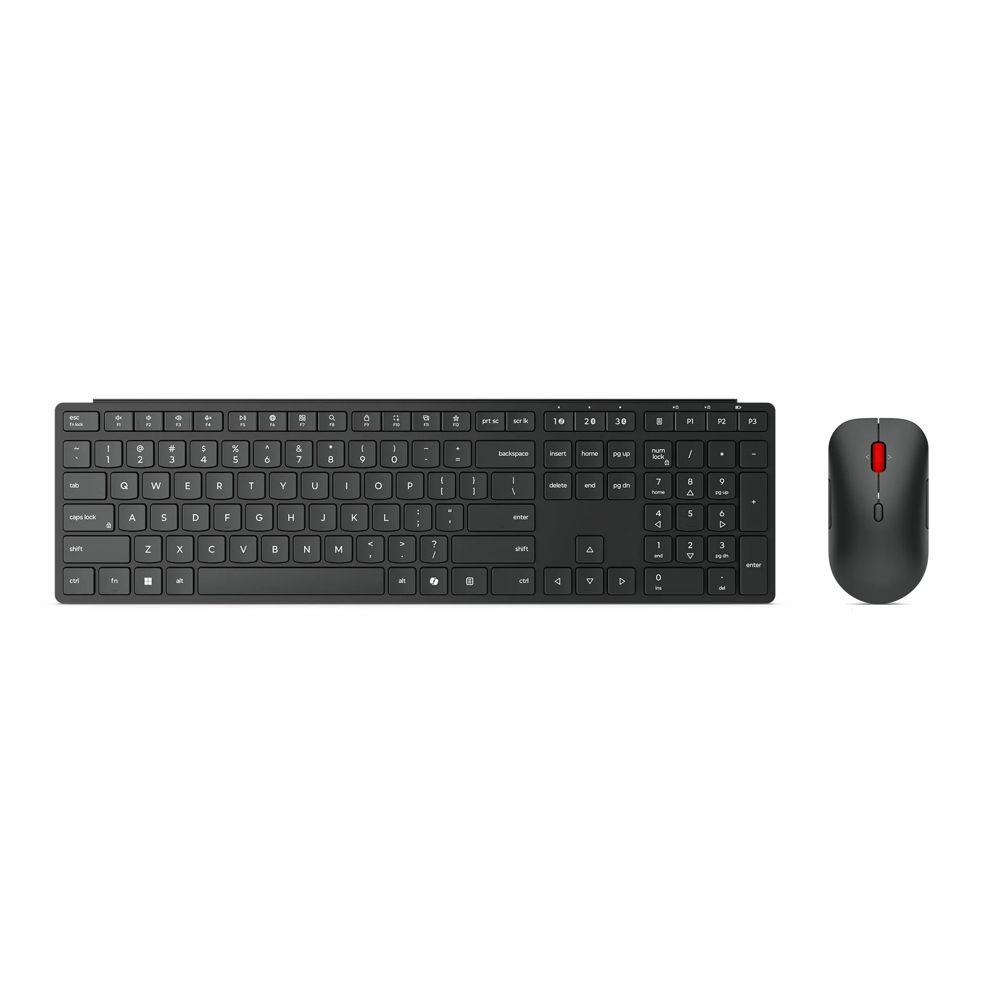 Lenovo Wireless Multi-Mode Pro Combo Tastiera + Mouse 6000 - Italia, set tastiera silenziosa 3-zone + mouse ambidestro, Bluetooth 5.3 e 2.4GHz con ricevitore USB, DPI fino a 4000, AES-128