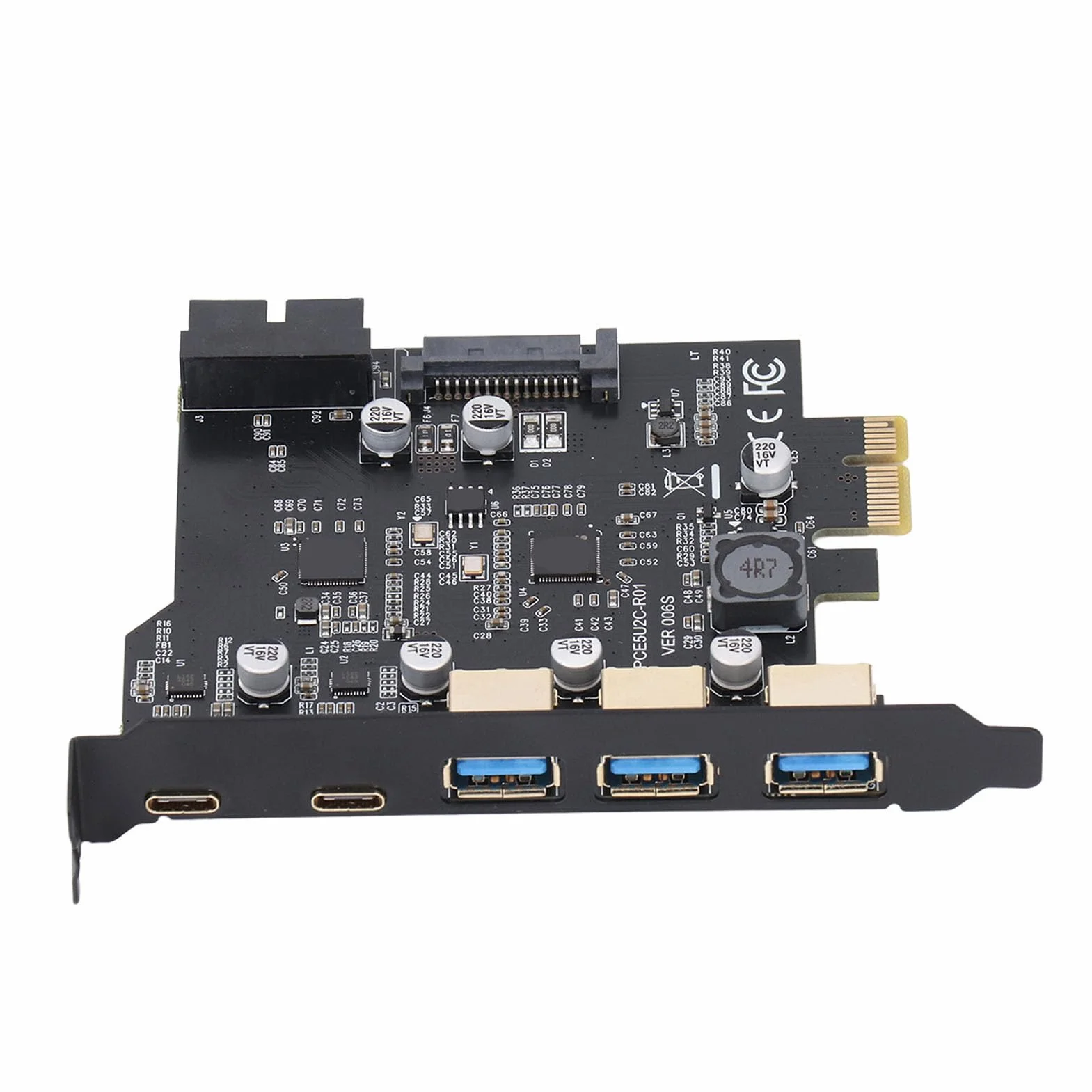 Scheda PCIe a USB 3.2 Gen 1 con Larghezza di Banda di 5 Gbps, 3 Porte USB Type-A e 2 Porte USB Type-C, Scheda di Espansione PCIe per PC Desktop