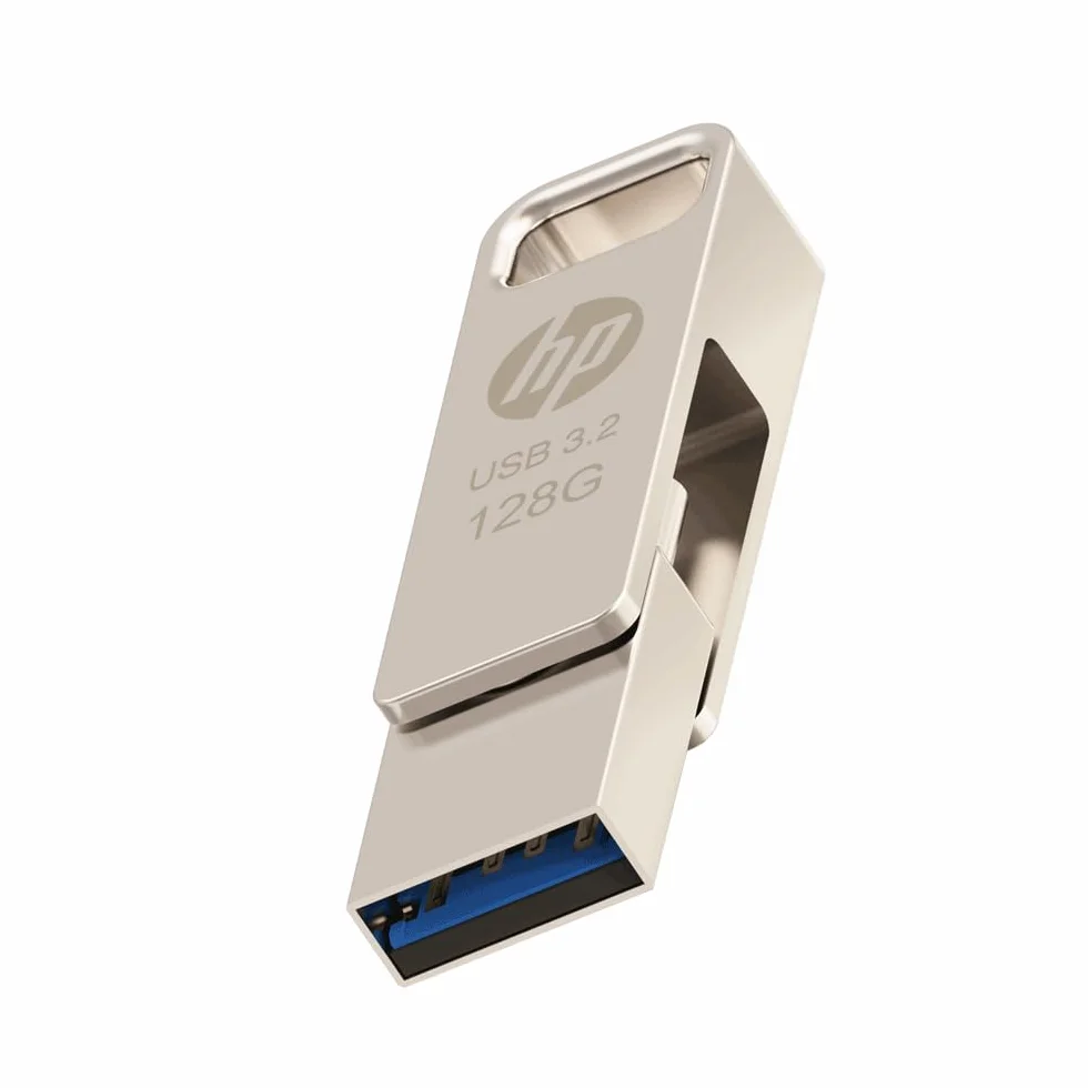 HP 128GB x206c USB OTG 3.2 Tipo-C/Tipo-A Unità Flash in Metallo, fino a 120MB/s in lettura