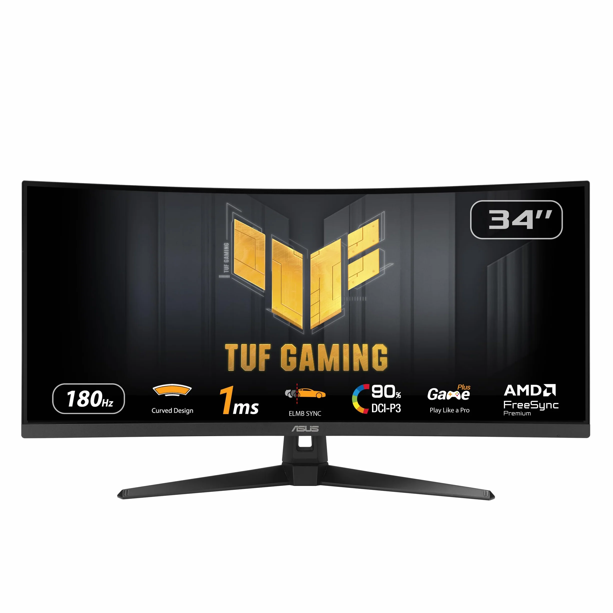 ASUS TUF Gaming VG34VQ3B Monitor Gaming Curvo da 34” pollici WQHD (3440x1440), 180Hz ELMB SYNC, FreeSync Premium, Tempo di Risposta 1ms, 90% DCI-P3, DisplayWidget Center