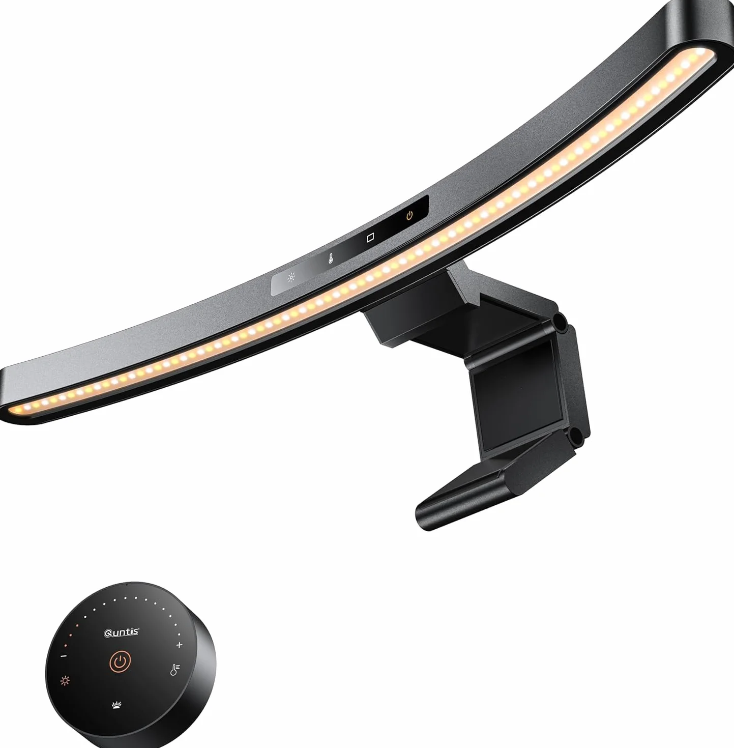 Quntis USB Lampada Monitor Curvo da 45CM con Controllo a Sfioramento e Telecomando, Luce Monitor con Oscuramento Automatico per la Cura Degli Occhi, Luce Anti-Blu, Antiriflesso, Salvaspazio