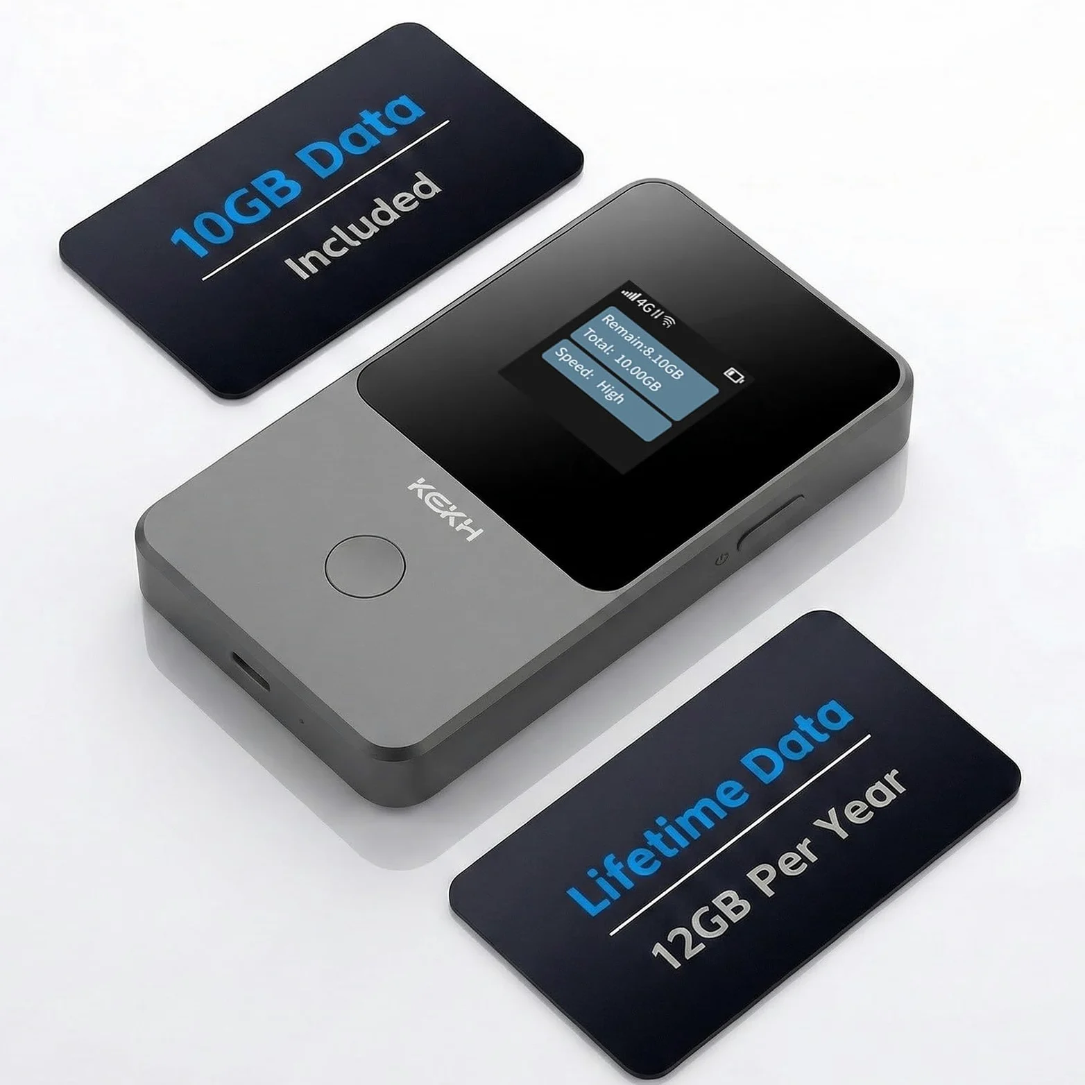 Hotspot WiFi portatile globale per viaggi, nessuna SIM richiesta, router 4G LTE che copre oltre 140 paesi, pay-as-you-go, collega fino a 10 dispositivi, dati USA da 10 GB inclusi, dati gratuiti a vita