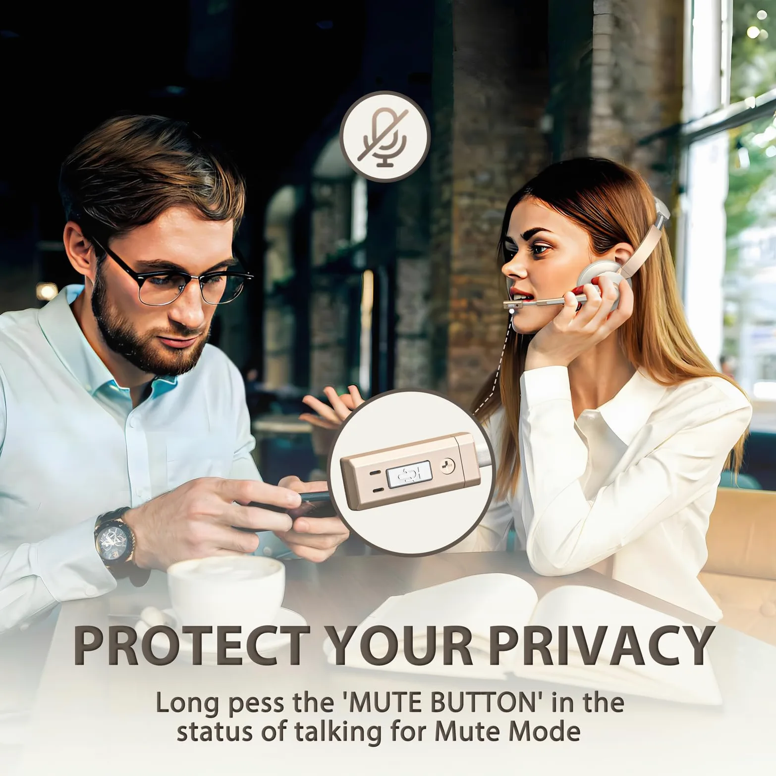 QCC v5.1 - Cuffie wireless Bluetooth con microfono, microfono CVC con cancellazione del rumore e mute/dock di ricarica/dongle USB, 26 ore di vivavoce, per telefoni cellulari/team Ms/Zoom/Skype