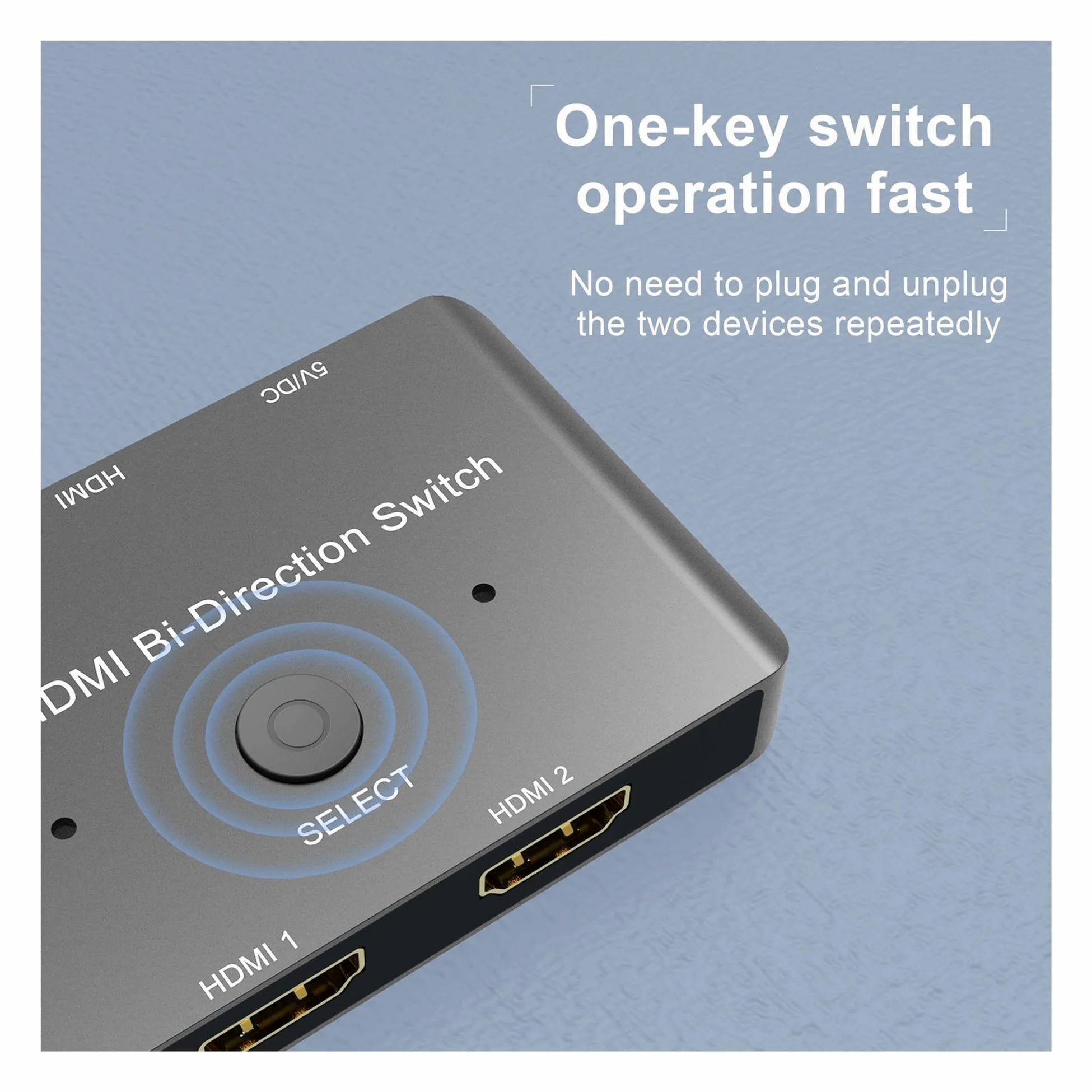 Interruttore video, Switch bidirezionale 8K HD 2.1 compatibile con HDMI 8K@60Hz 4K@120Hz 1in Out 2in Splitter ad alta velocità 48Gbps per uffici domestici, data center(Grey)