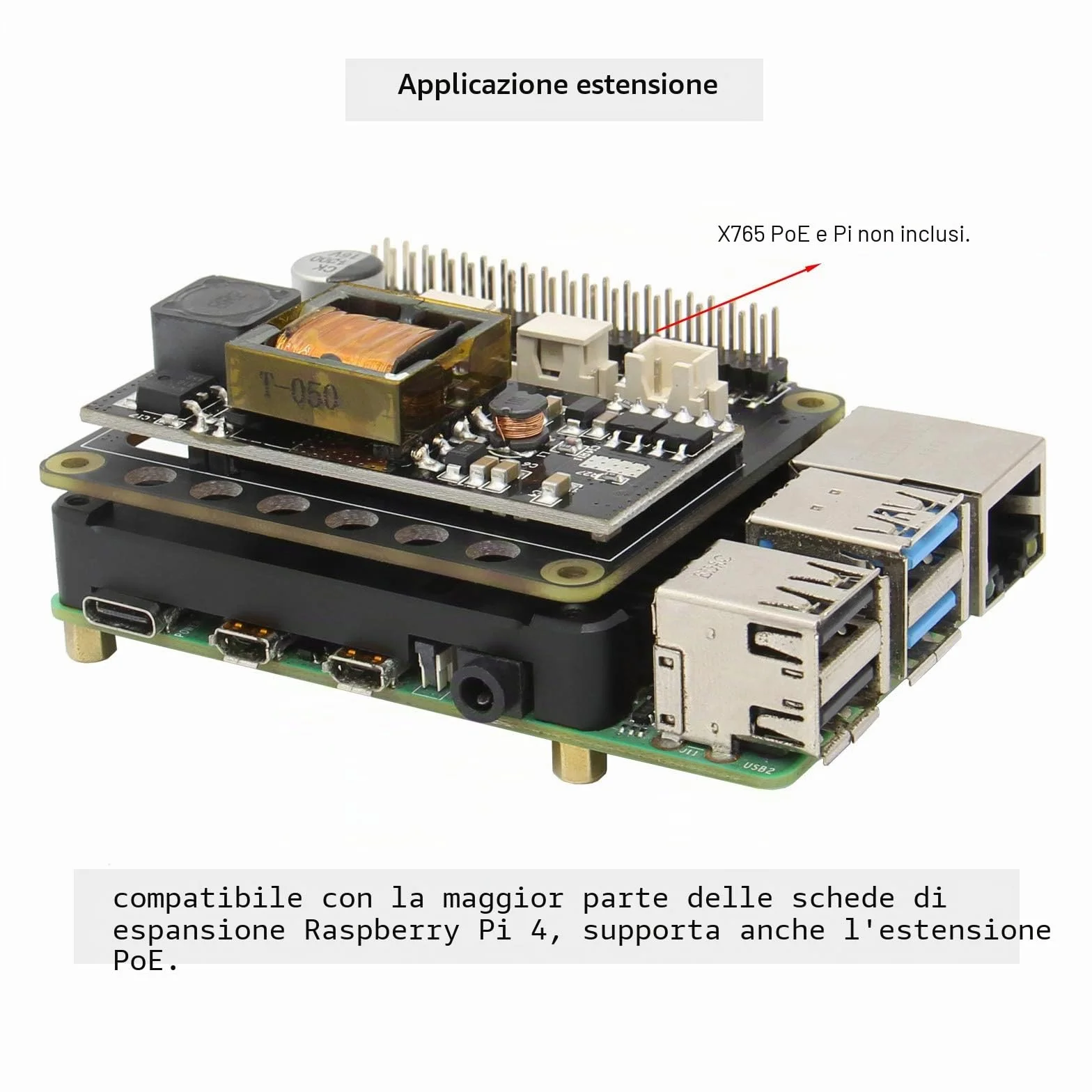 Geekworm Raspberry Pi 4 11 mm Embedded Dissipatore (P165-B), Raspberry Pi 4B Dissipatore di Calore/Radiatore per Raspberry Pi 4 Modello B & Pi 4 Scheda di Espansione Supporto POE Estensione
