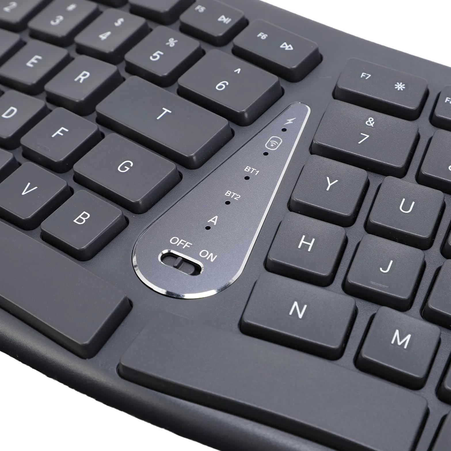 Tastiera Ergonomica Divisa con Poggiapolsi e Polsi Imbottiti, Tastiera per Computer Wireless Bluetooth USB C 2.4G, 111 Tasti Ricaricabili con Poggiapolsi Imbottito