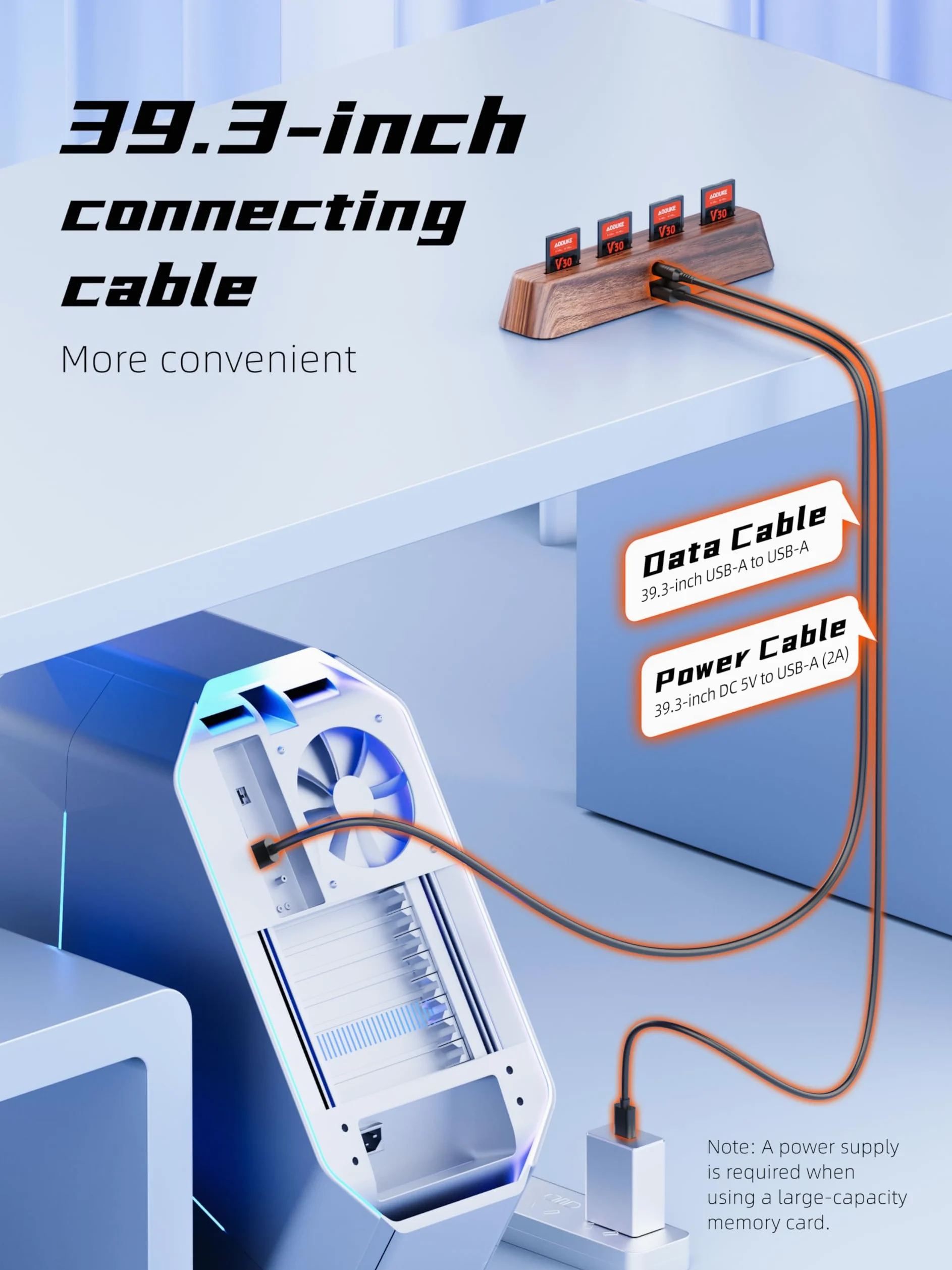 Lettore di schede SD USB 3.0 a 8 porte, design in legno di noce, dati da 5 Gbps, supporto simultaneo per schede Micro SD/TF3.0 e SD3.0, lettura e scrittura (compatibile UHS-I/II Card) AST43M