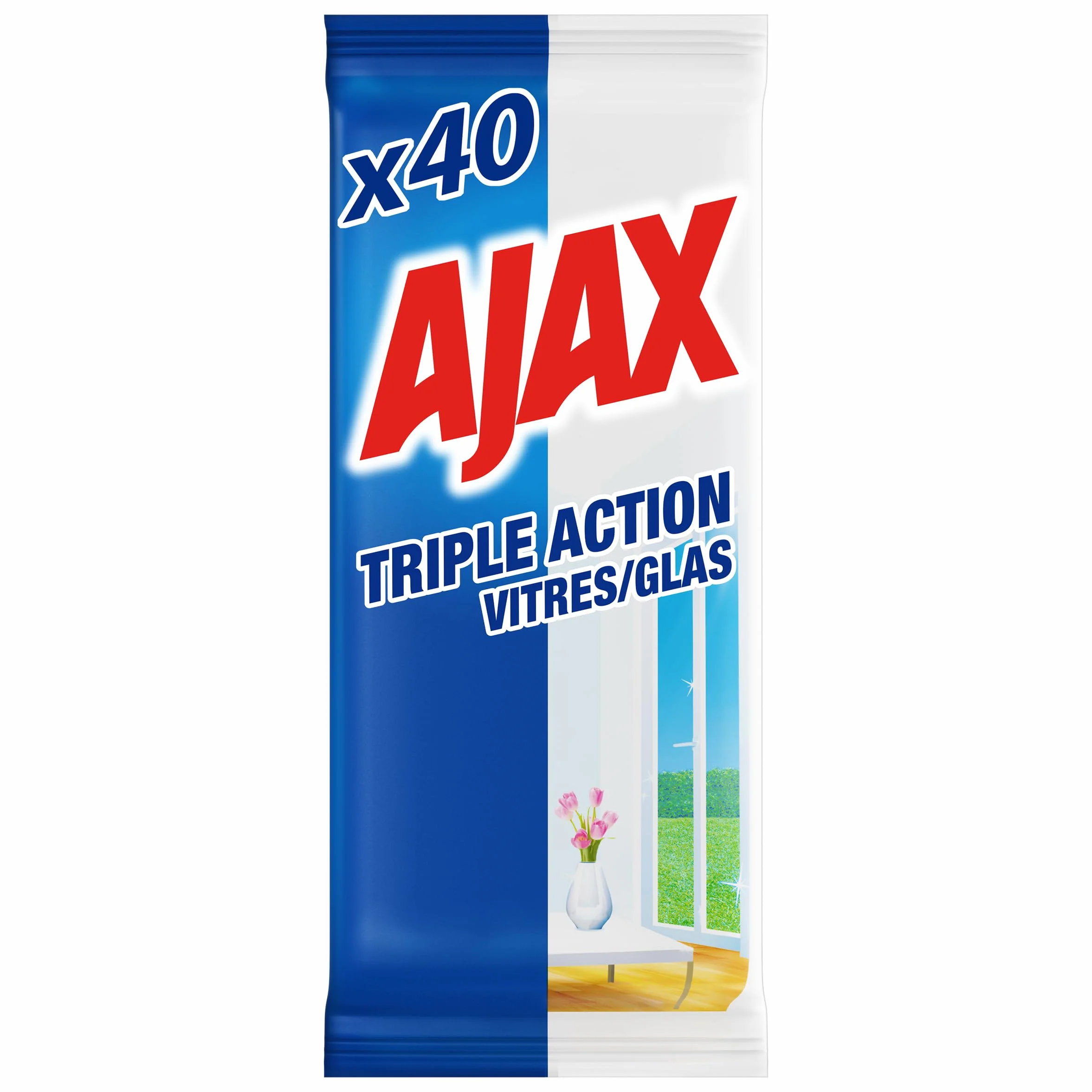 Ajax Triple Action Salviette per la pulizia delle finestre 40 pezzi