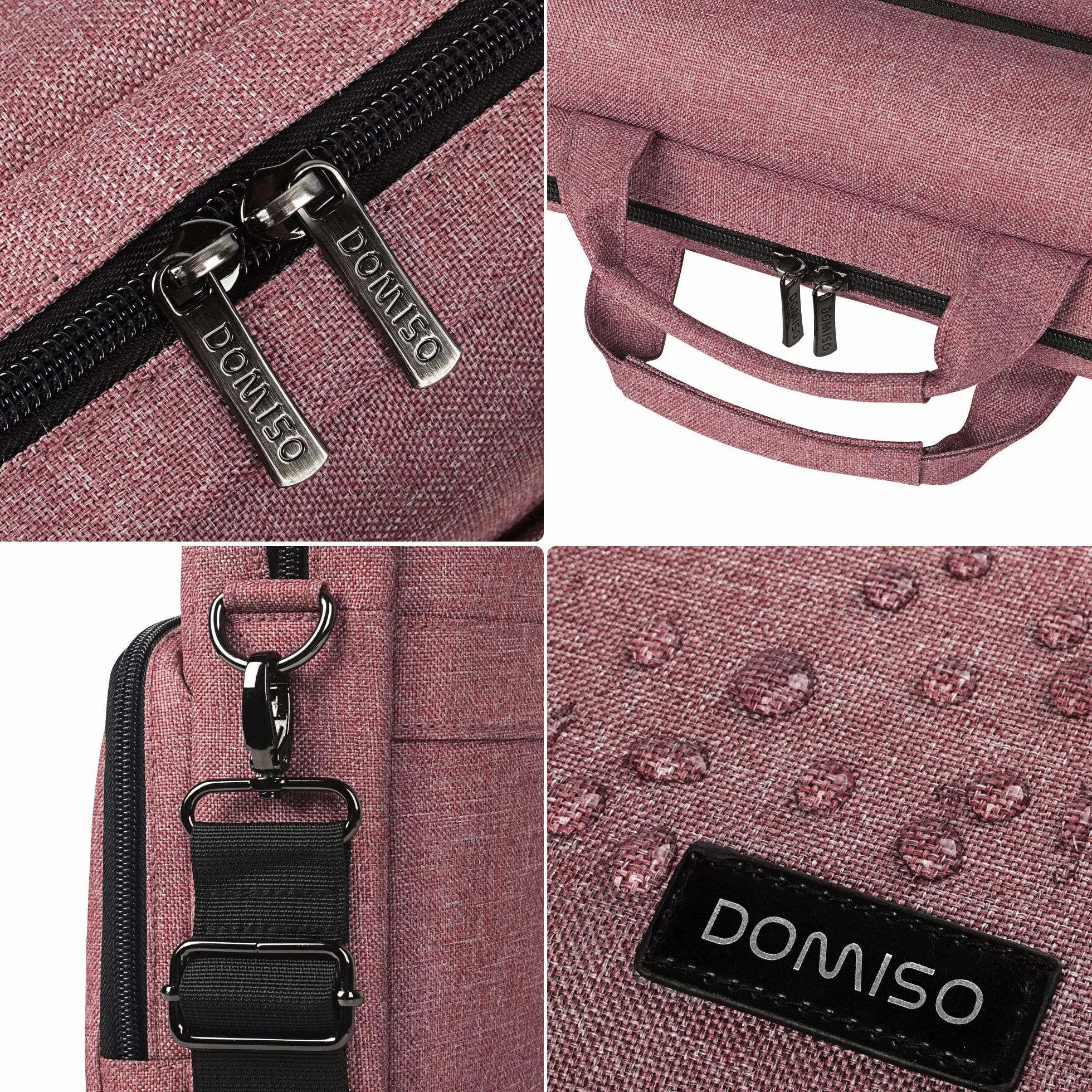 DOMISO 14 Pollici Borsa PC Impermeabile Custodia Messenger Ventiquattrore per Computer Portatile/Notebook/Apple/HP Stream 14 Pavilion 14 / Dell/Asus, Rosa+Nero