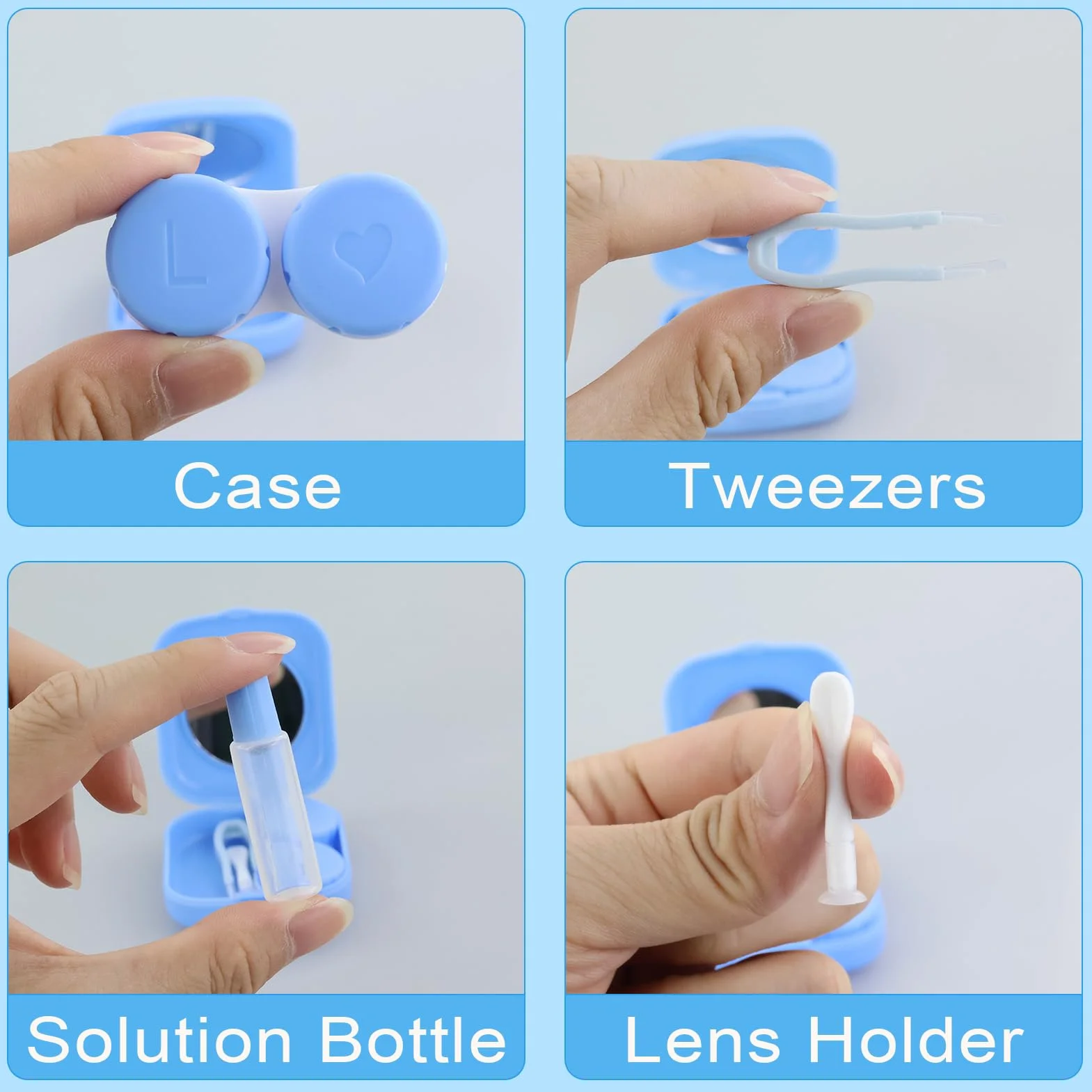 Contenitori per Lenti a Contatto Set da Viaggio con Pinzette