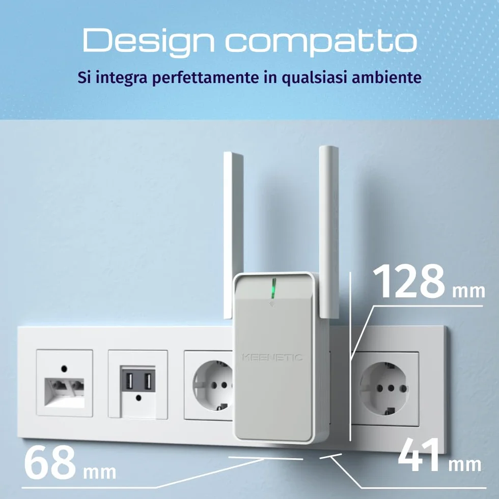 Keenetic Buddy 4 Range Extender Wi-Fi N300 con funzionalità Mesh e porta Fast Ethernet