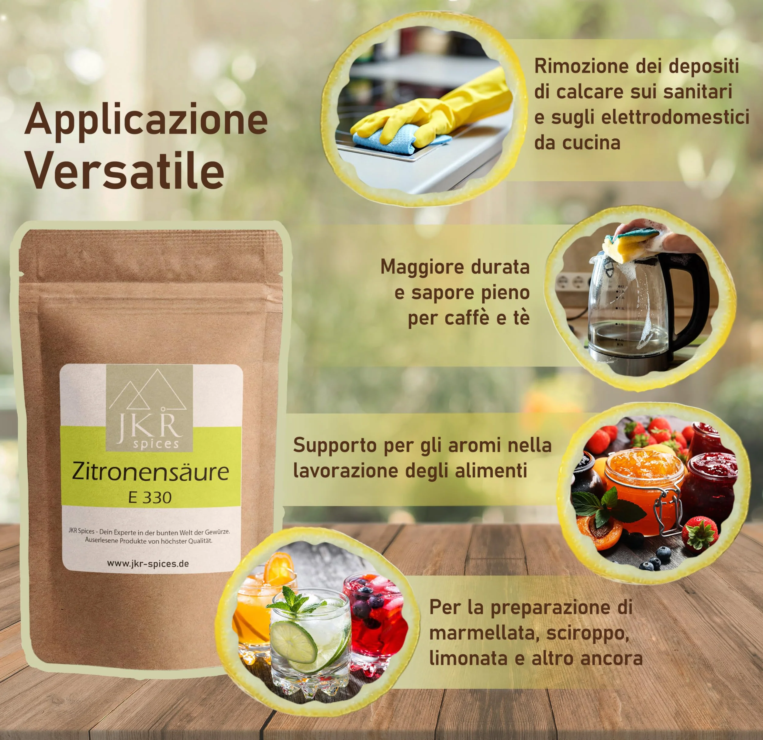 JKR Spices acido citrico in polvere 200g qualità alimentare E330