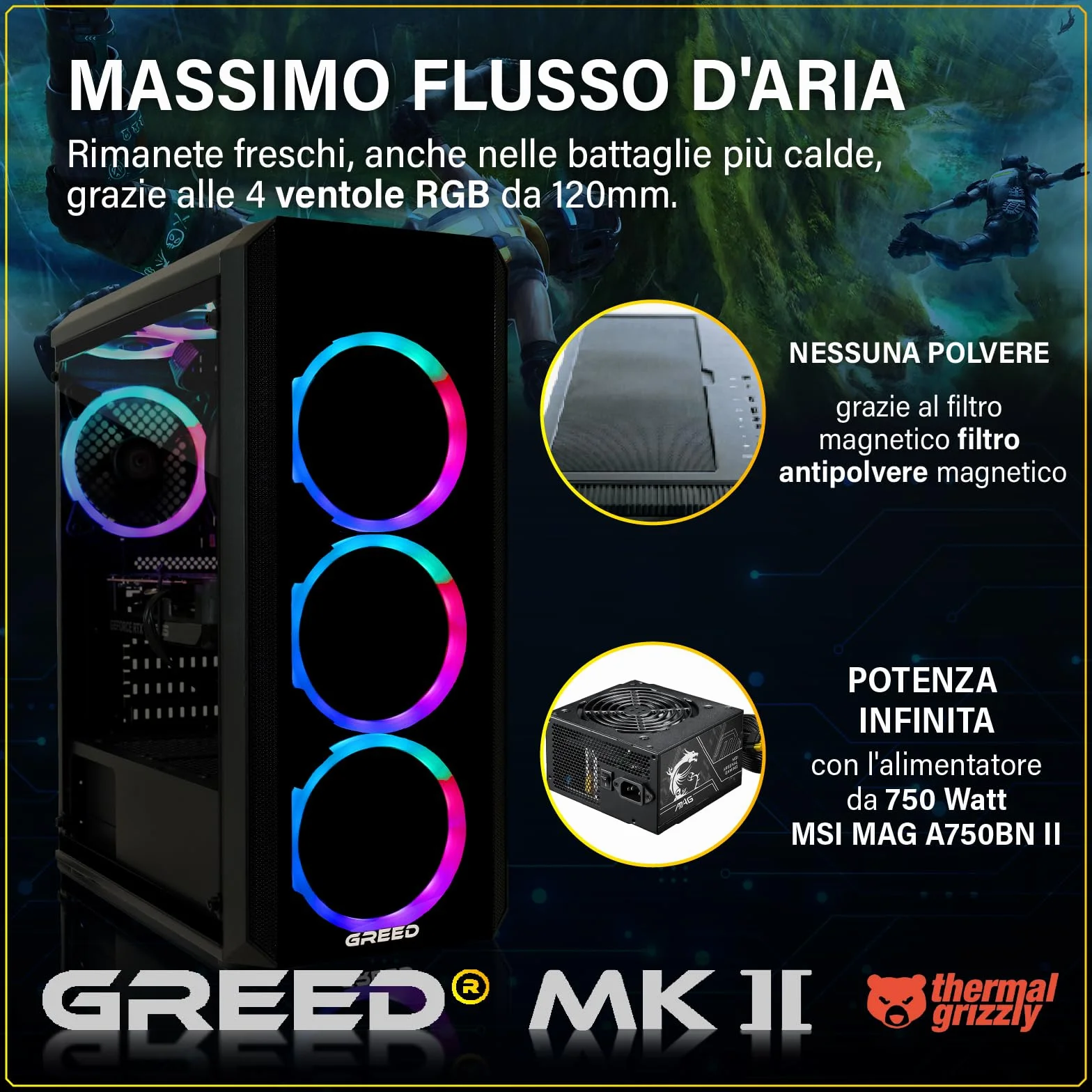 Greed Mk2-4K Gaming PC AMD Ryzen 7 5700X Nvidia RTX 5060 Ti 8GB 32GB DDR4 RAM 1TB SSD WLAN W11 Pro
