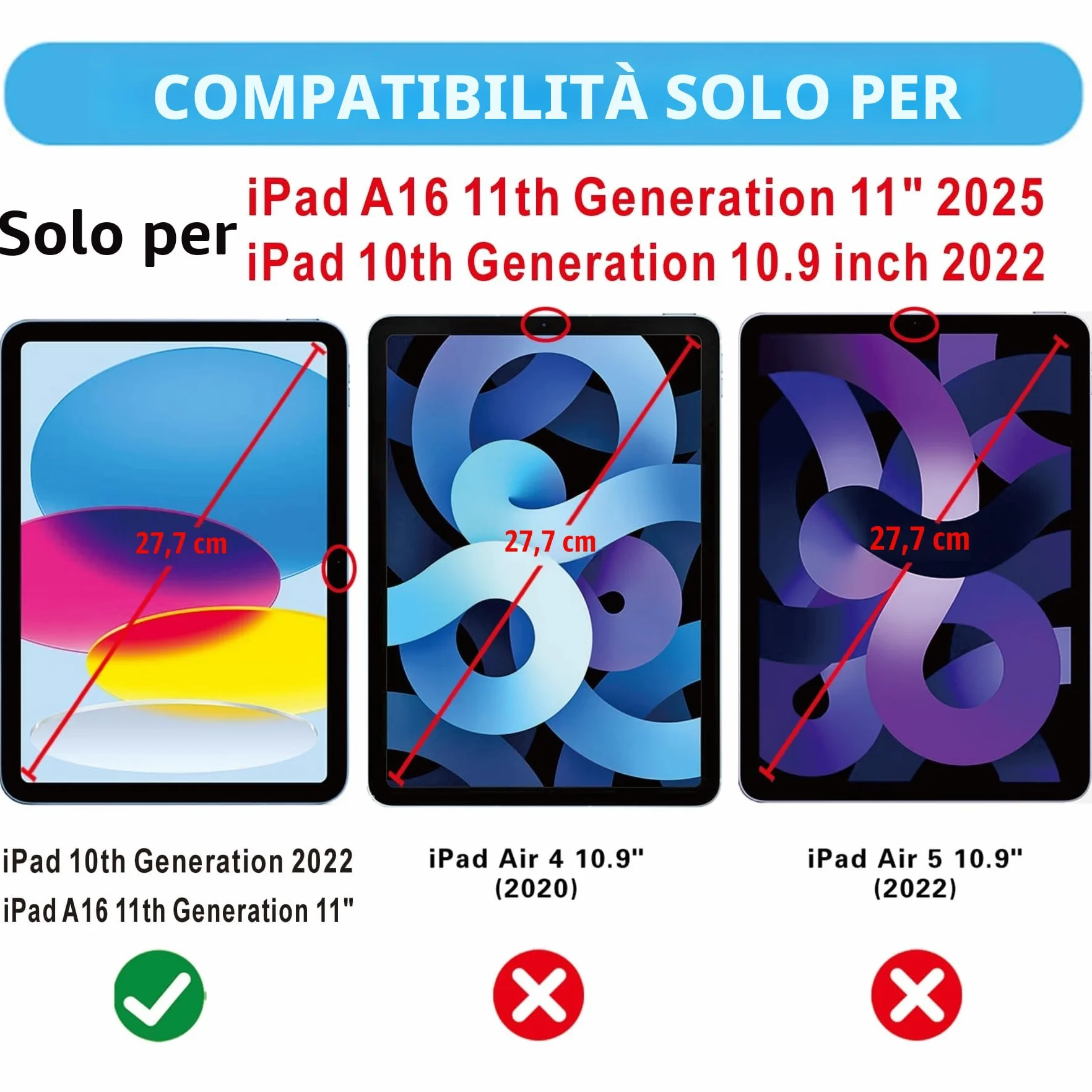 2-pezzi, Pellicola per iPad A16 11 Generazione 2025/ iPad 10 Generazione 10,9 Pollici Vetro Temperato