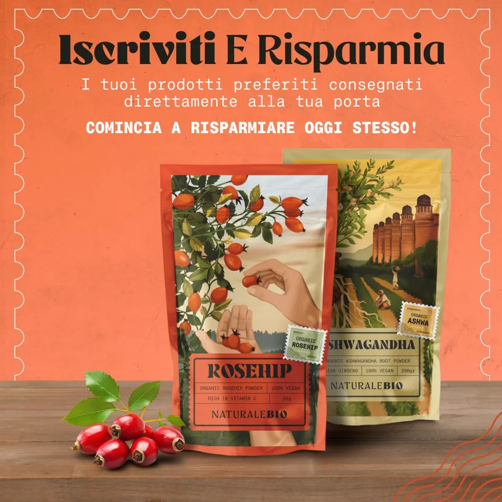 Rosa Canina Cruda Biologica in Polvere 200g Naturale Pura Bacche Bio Cinorrodo Macinato Intero Ricca Vitamina C Infusi Tisane Frullati