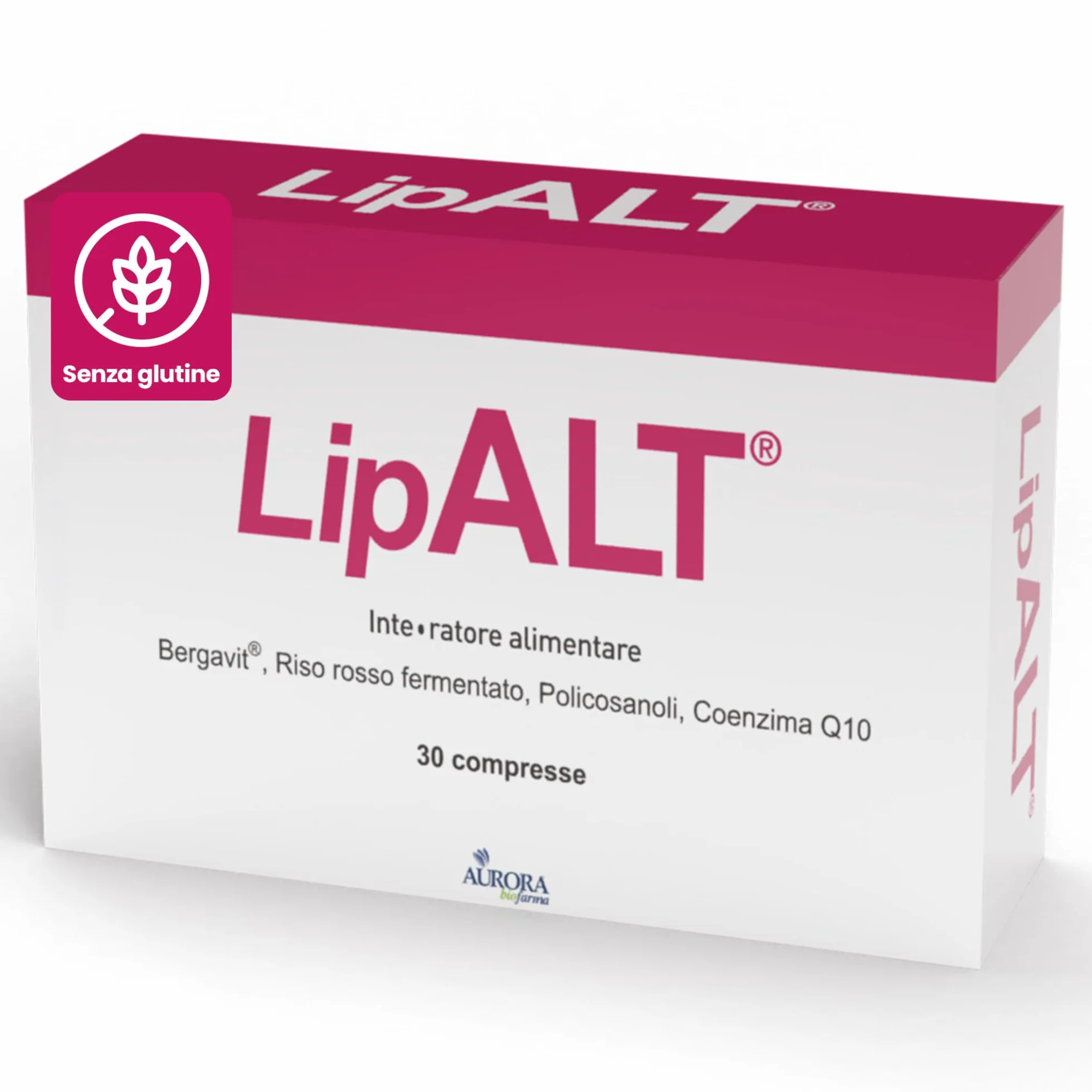 Aurora Biofarma Lipalt Integratore Colesterolo Alto e Trigliceridi Riso Rosso Fermentato Coenzima Q10 Monacolina K Bergavit Policosanoli 30 Compresse Senza Glutine
