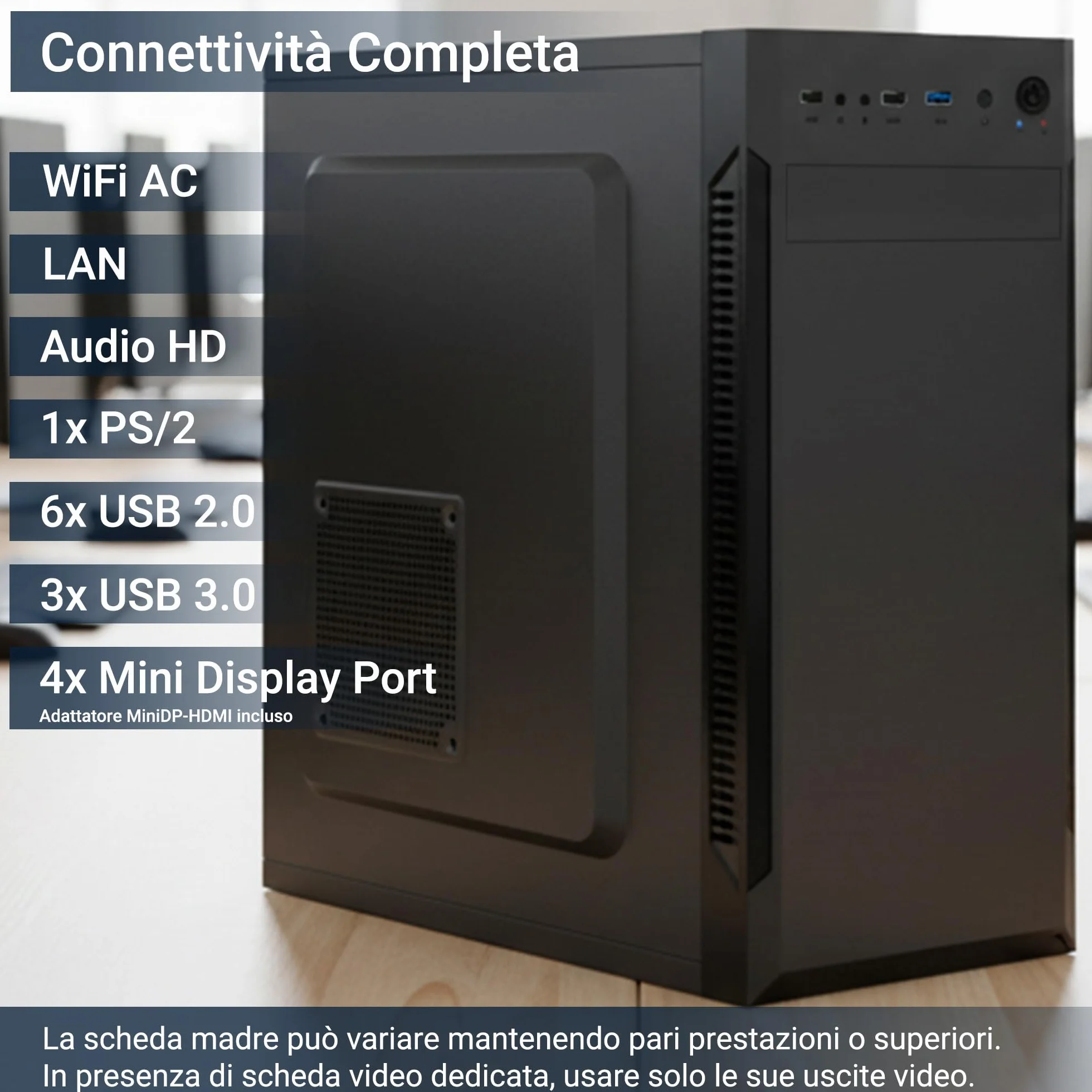 PC Fisso Completo - Computer Desktop Intel Core i9-12900 • RAM 32GB DDR4 • SSD 1TB NVMe M.2 • Scheda Video RTX A1000 8 GB • Wi-Fi AC e Bluetooth • Masterizzatore DVD • HDMI • USB 3.0 • Windows 11 Pro