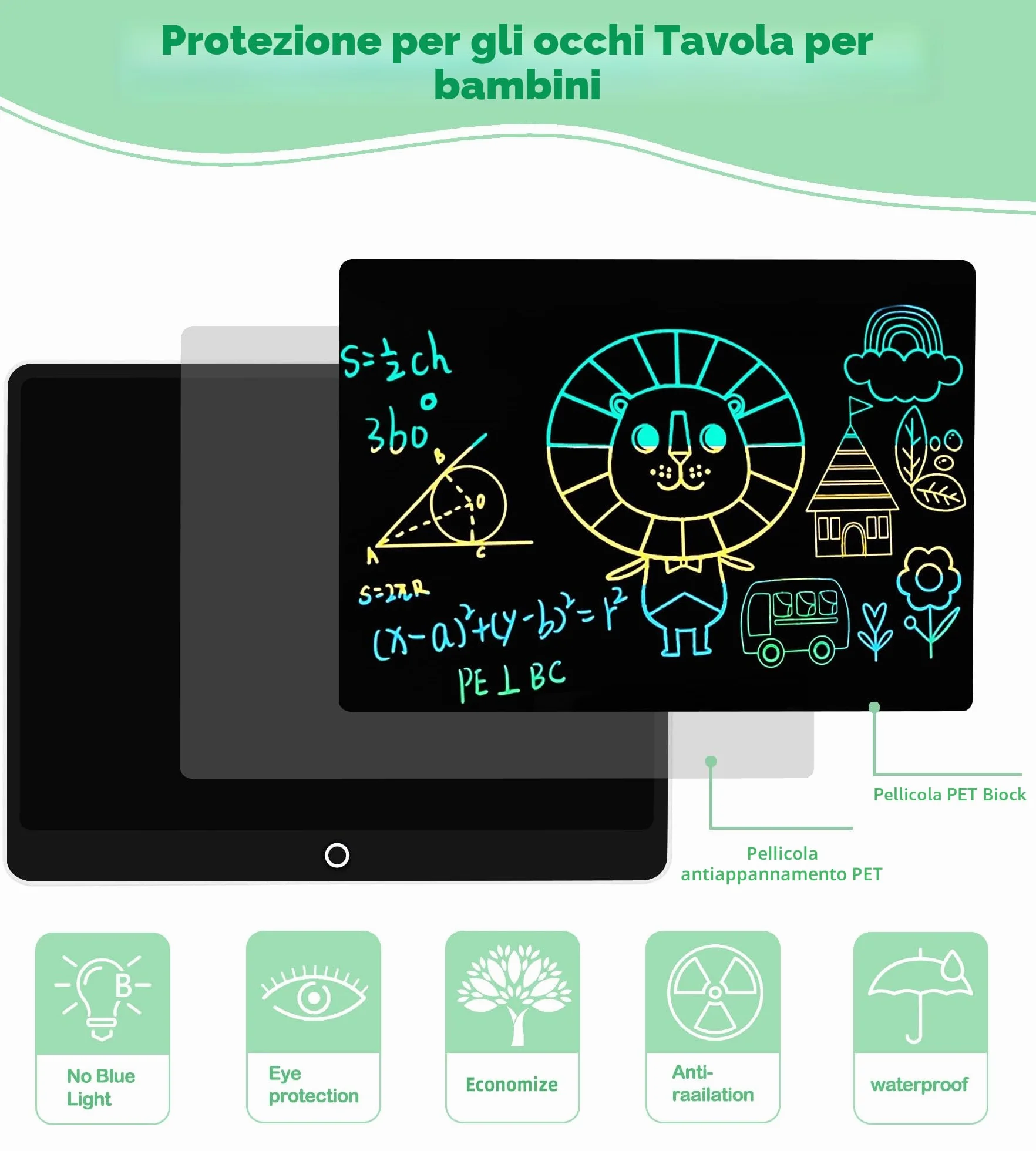 Tavoletta Grafica LCD 16 Pollici, Lavagna Digitale da Disegno con Penna per Bambini 3-12 Anni