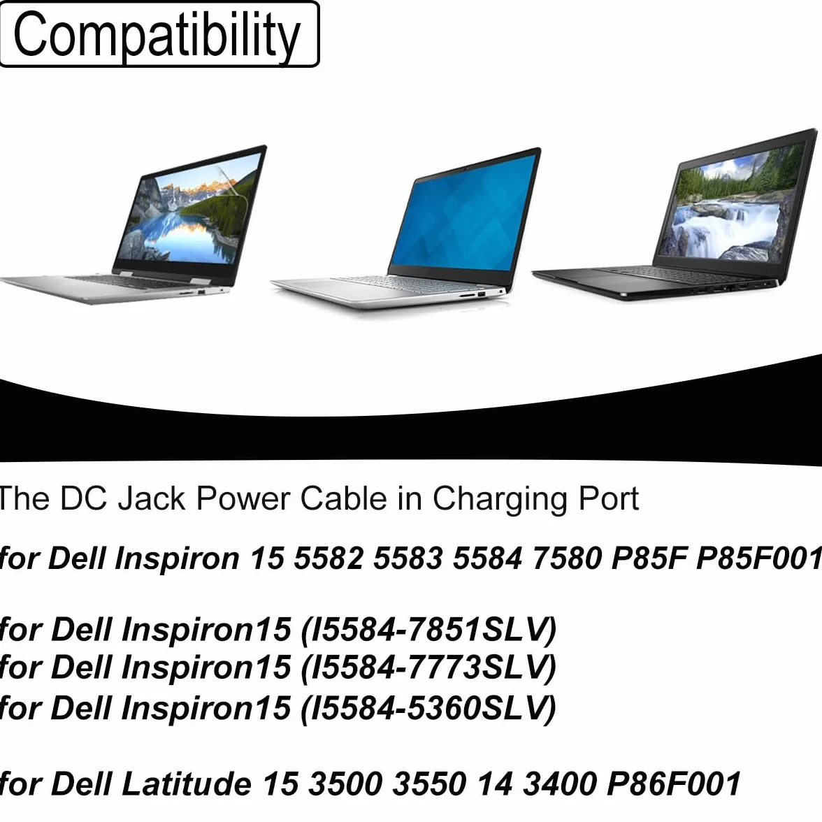 2Pz 45W DC Jack Cavo di Alimentazione Spina Porta di Ricarica Presa per Cavo Sostituzione del Computer Portatile per dell Inspiron 15 5582 5583 5584 7580 P85F P85F001 per Latitude 3500 3400