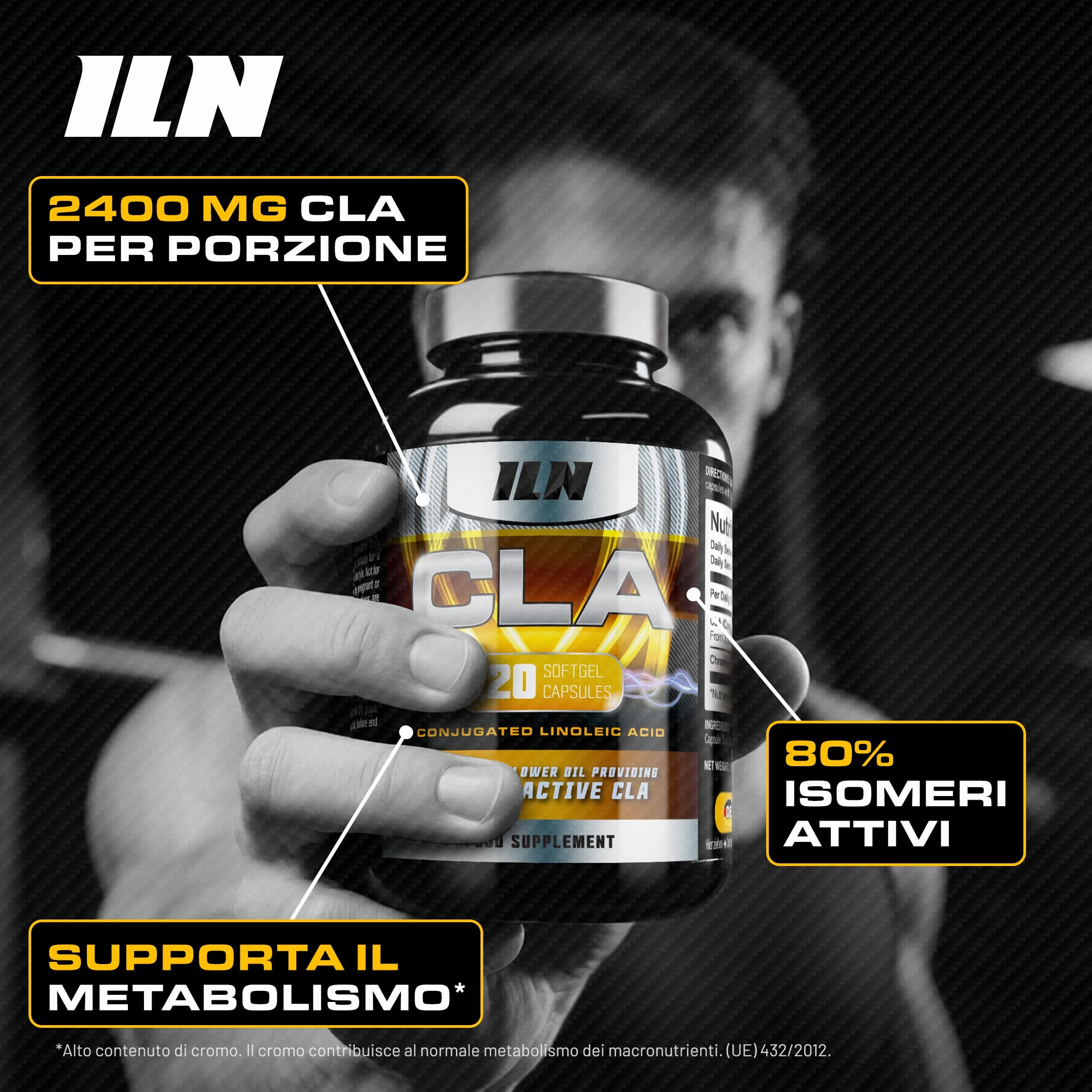 CLA 2400 mg con acido linoleico coniugato 3000 mg 80% isomeri cromo 120 softgel