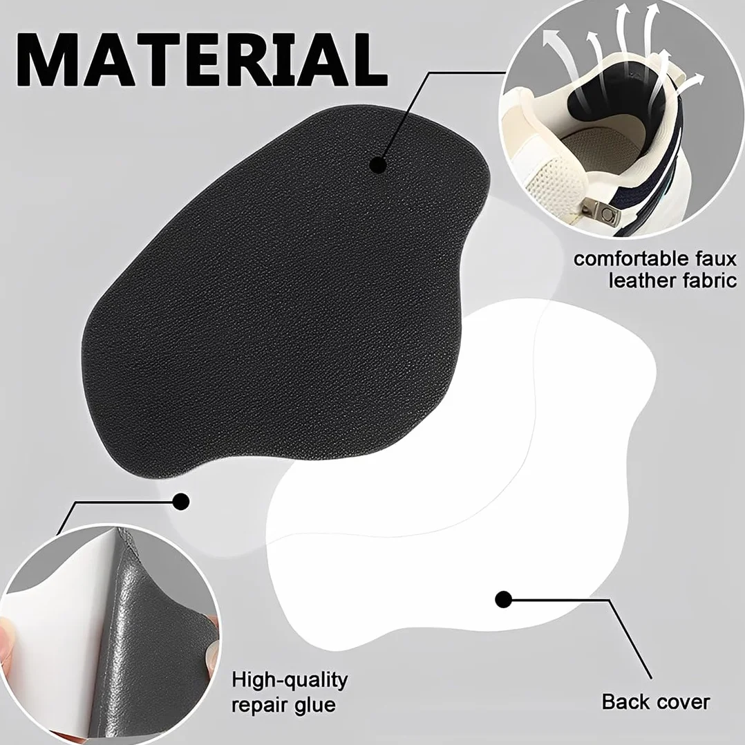 Toppa autoadesiva riparazione tallone scarpe 18 pezzi protezione tallone prevenzione buchi Nero Bianco Grigio