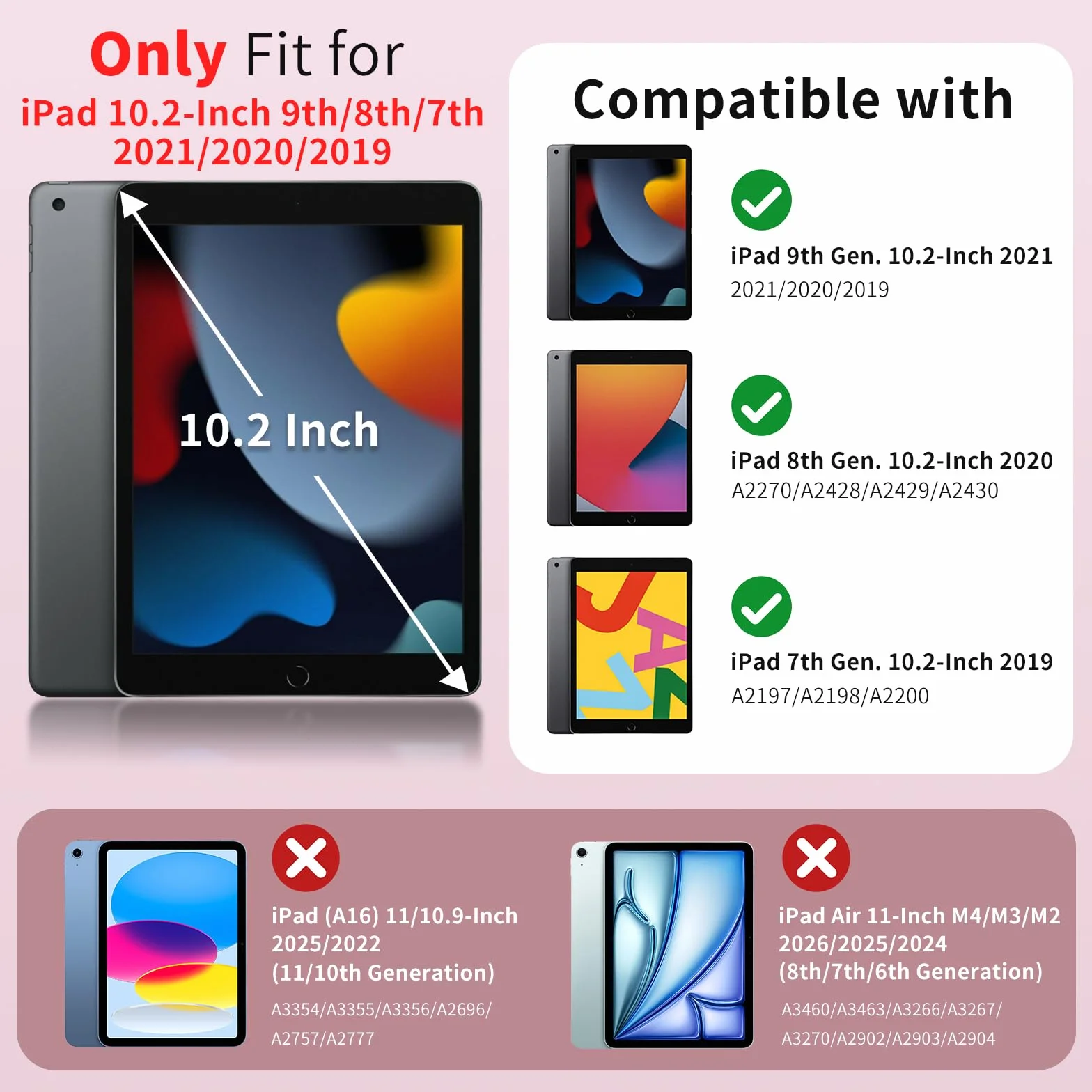 MoKo Cover per iPad 9a/8a/7a Generazione 10,2 Pollici 2021/2020/2019 Custodia Trifold Sottile Rosa