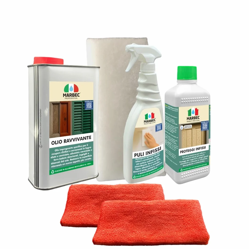 MARBEC Kit Recupera Infissi in Alluminio e Metallo - Pulizia, Rigenerazione e Protezione