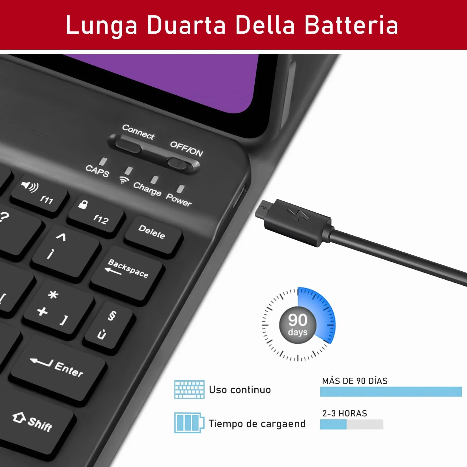 Tastiera Custodia per Lenovo Tab M11 2024 11 Pollici, Italiano QWERTY Rimovibile Bluetooth tastiera,Custodia con Supporto Pencil per Lenovo Tab M11 11" 2024 -Nero