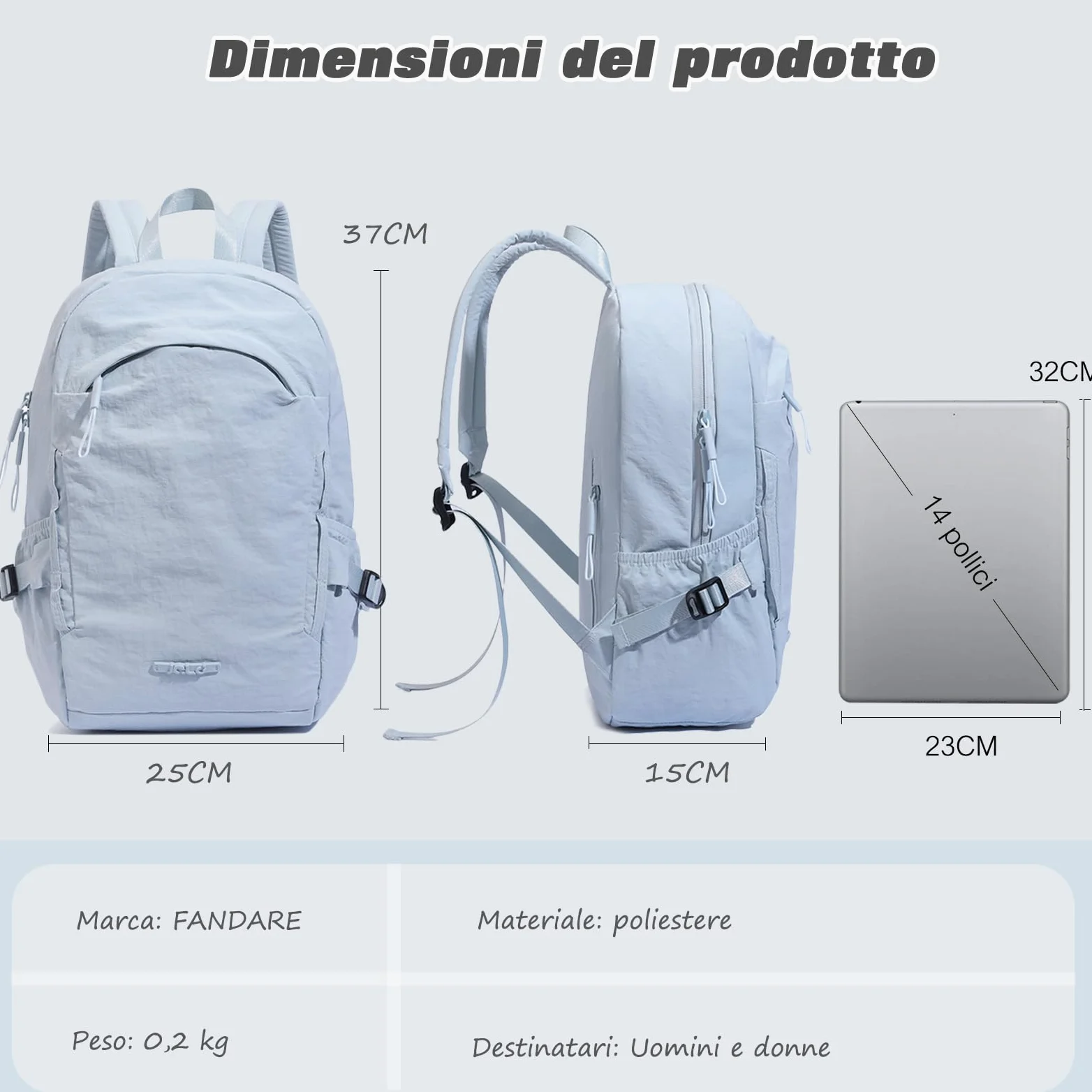 FANDARE Zaino Ultraleggero Pieghevole Zaino Ryanair 25x15x37 Zaini Casual 25 Litri Zaino da Viaggio Porta PC per Uomo Donna scuola Cartelle Bagaglio a Mano per Pendolarismo Trekking Verde