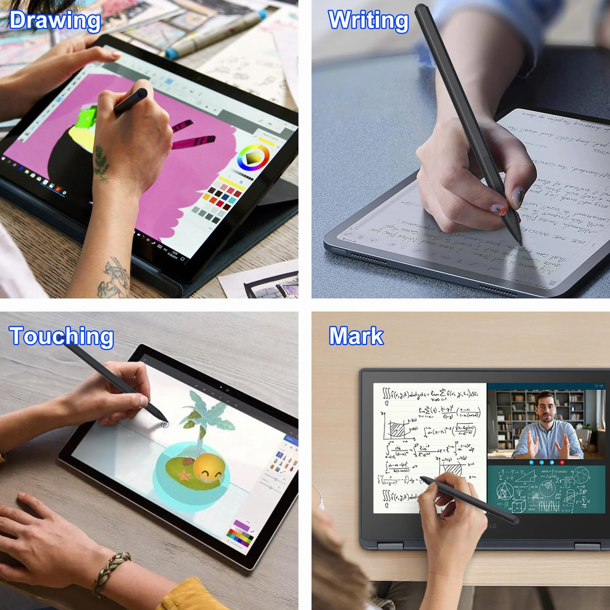 Penna stilo per Microsoft Surface - 4096 Tilt Pressure+75 giorni di durata della batteria, stilo per Surface Pro 9/8/7/6/5/4/3/X, Surface Go 3/Book 4/Book 3/Laptop 5/Laptop 4/3/Studio 2