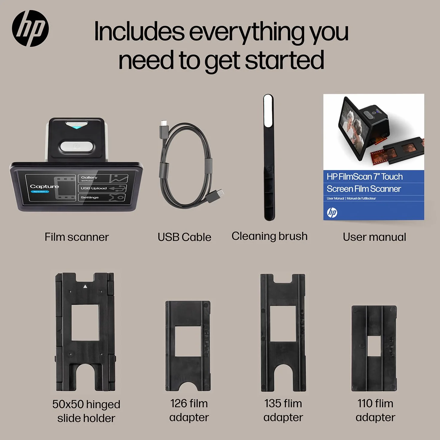 HP FilmScan Touch Screen Film & Slide Scanner 22 MP 7" LCD Digitizer
