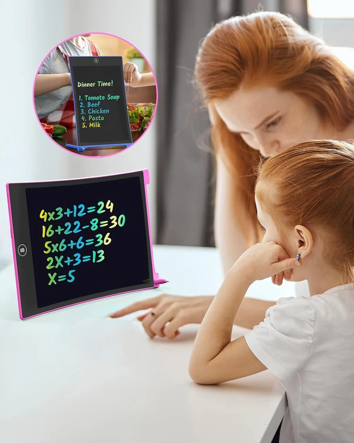 TECJOE Lavagna da scrittura LCD 8,5 calci, 2 pezzi, cancellabile, blu scuro + magenta