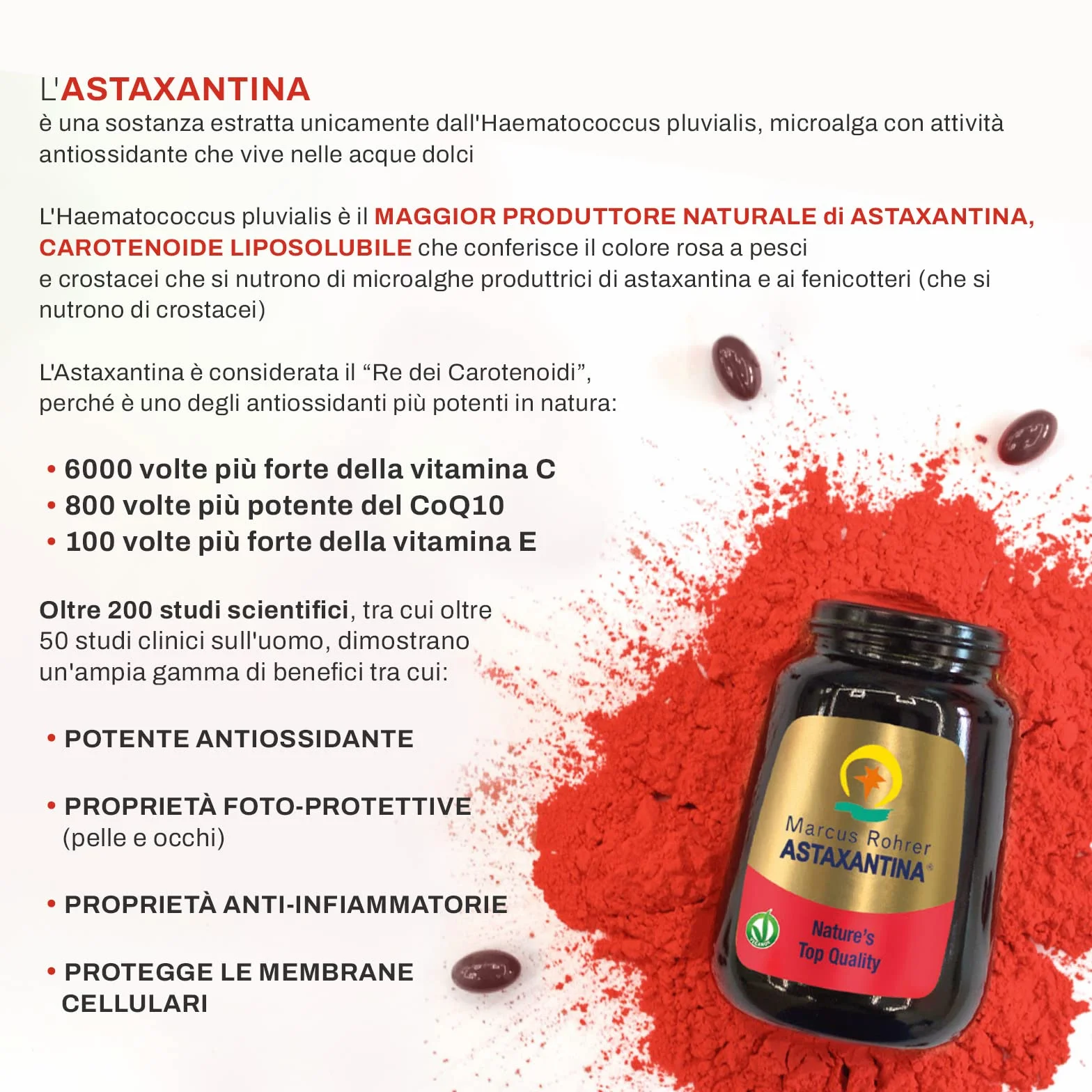 Marcus Rohrer Astaxantina Integratore Alimentare Antiossidante Protezione UV 30 Softgel