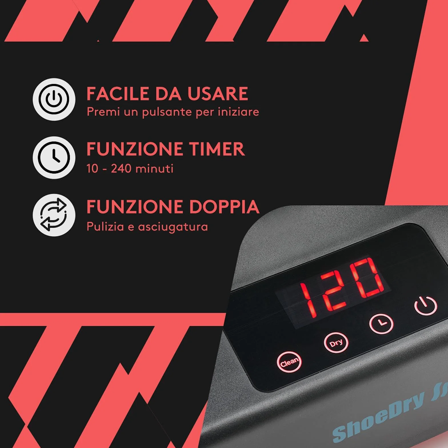 SHOEDRY OZONE Asciugascarpe Deodorante Scarpe Tecnologia Ozono Elimina batteri funghi