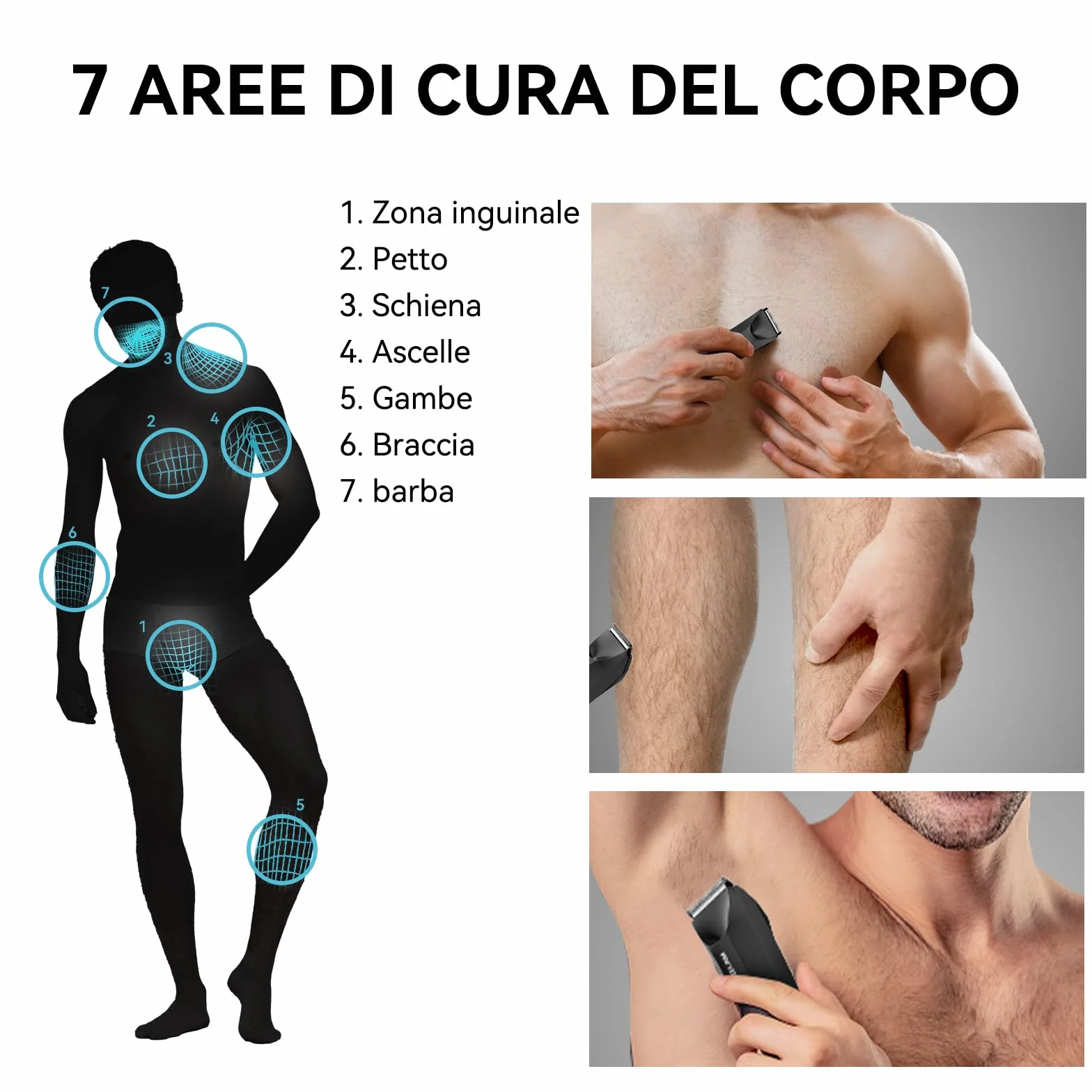 MAXGROOM Rasoio elettrico intimo da uomo ricaricabile per corpo e aree pubiche