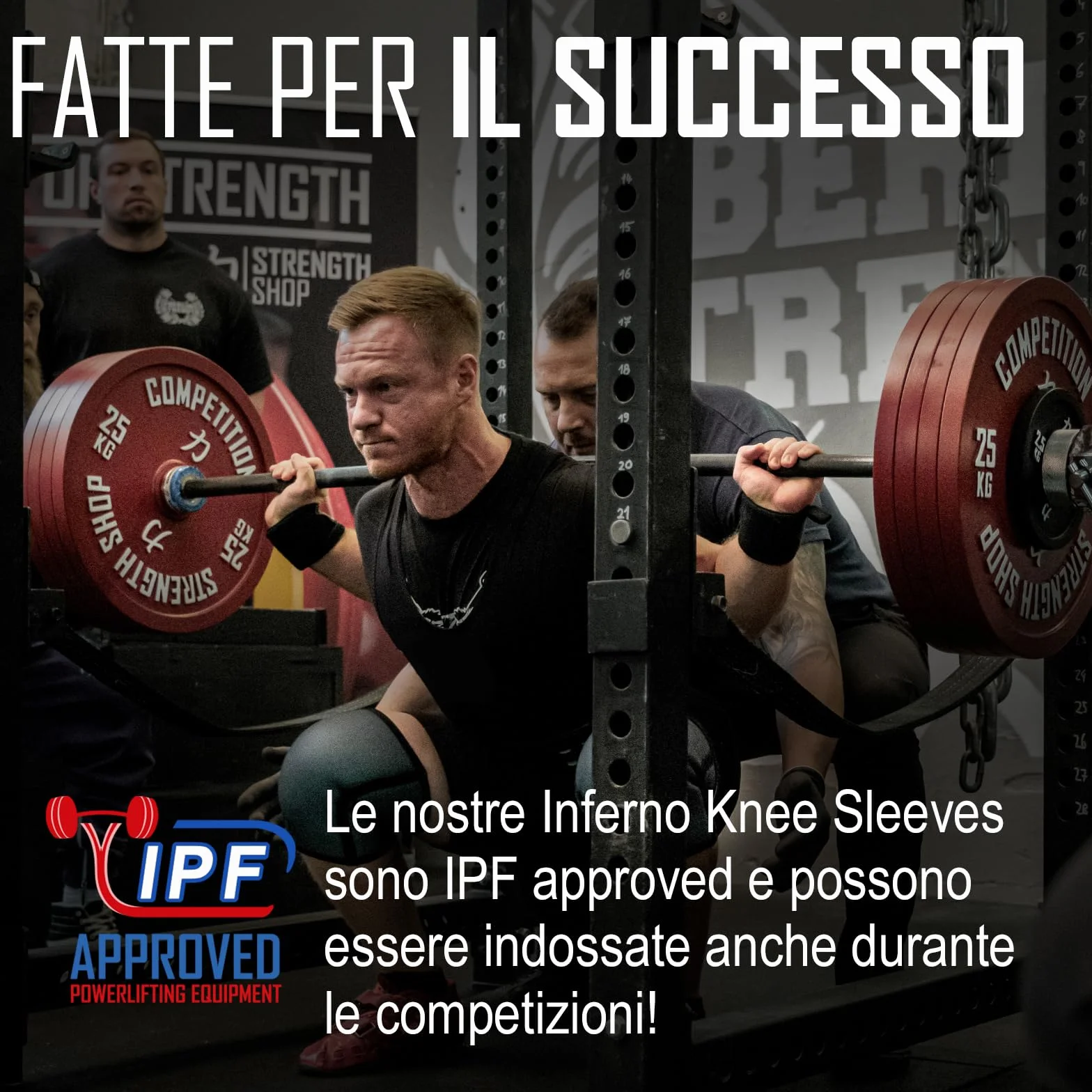 Ginocchiere Powerlifting Neoprene 7 mm L Nero IPF Approved