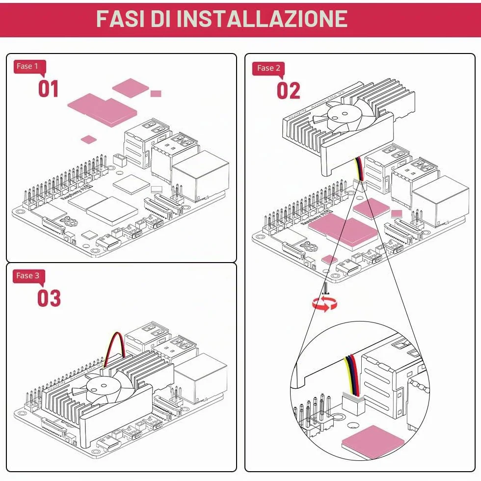 GeeekPi Raffreddatore Attivo per Raspberry Pi 5, Armor Lite V5 con Ventola PWM, Dissipatore di Calore in Alluminio per 4 GB/8 GB
