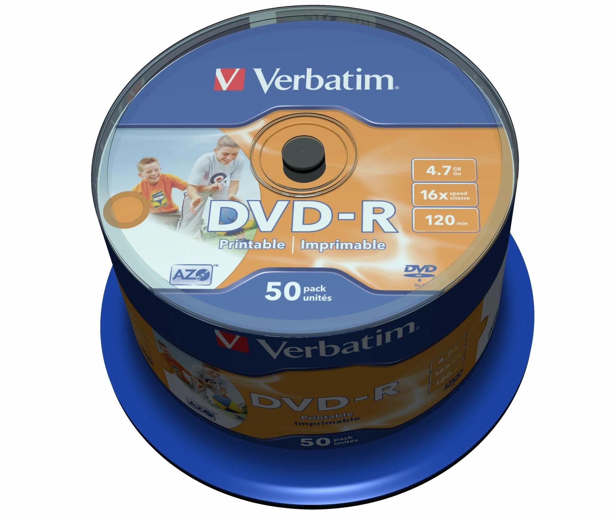 Verbatim DVD-R 4,7 GB 16x vergini full ink wide printable stampabili 120 min. in campana da 50 pezzi (43533)