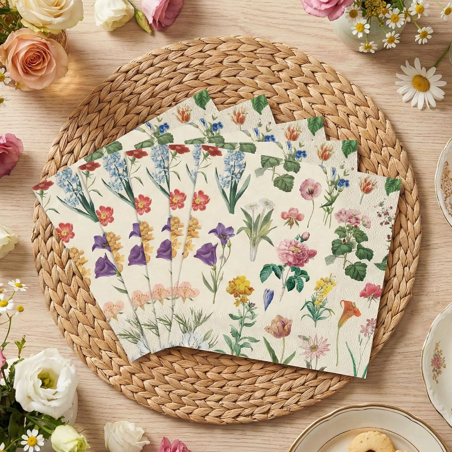 Tovaglioli con fiori di campo 40 pezzi da 6,5 pollici per feste di compleanno e matrimoni