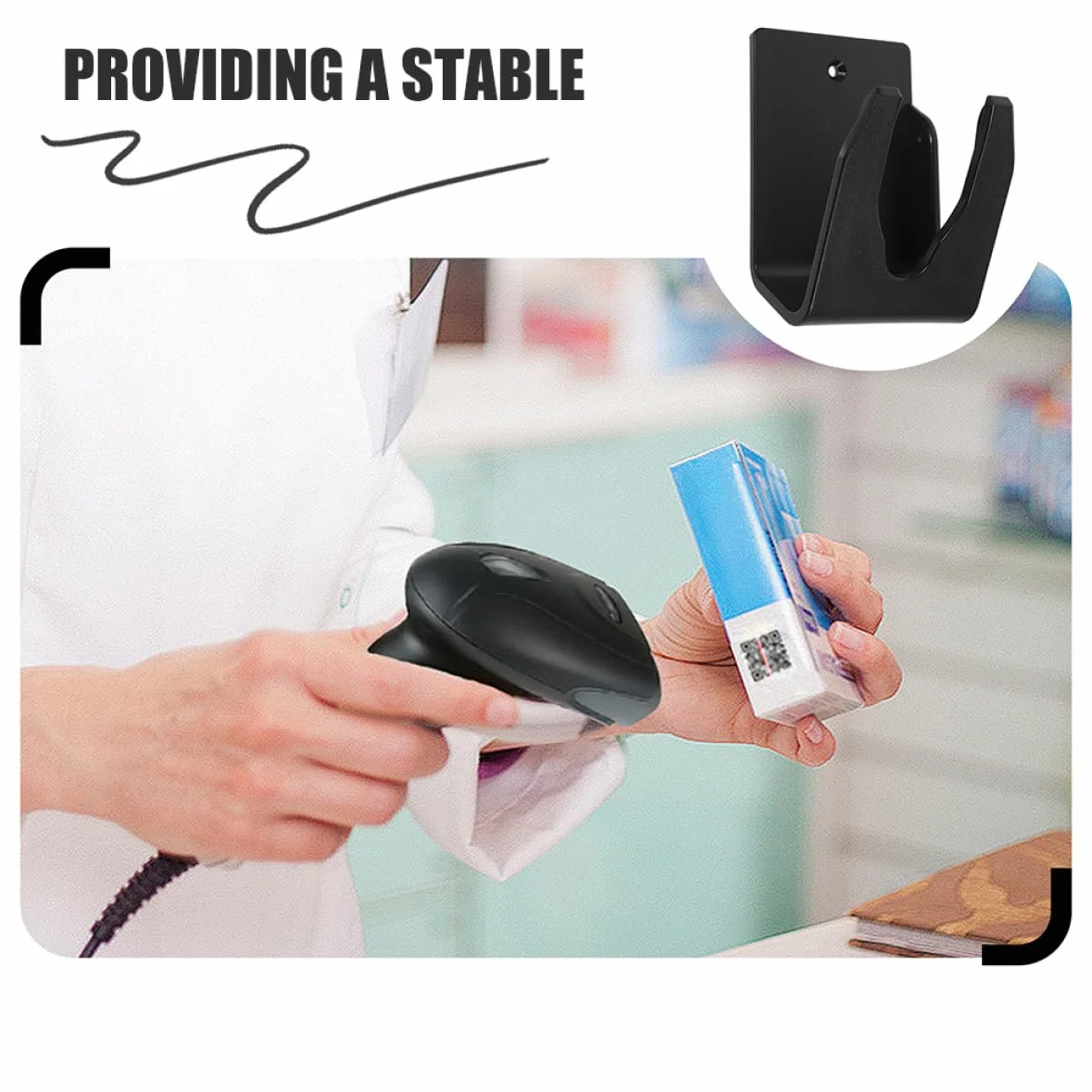 Uonlytech Supporto per Scanner Codici a Barre da Scrivania e Parete, Set da 3 Pezzi, Montaggio Sospeso Stabile