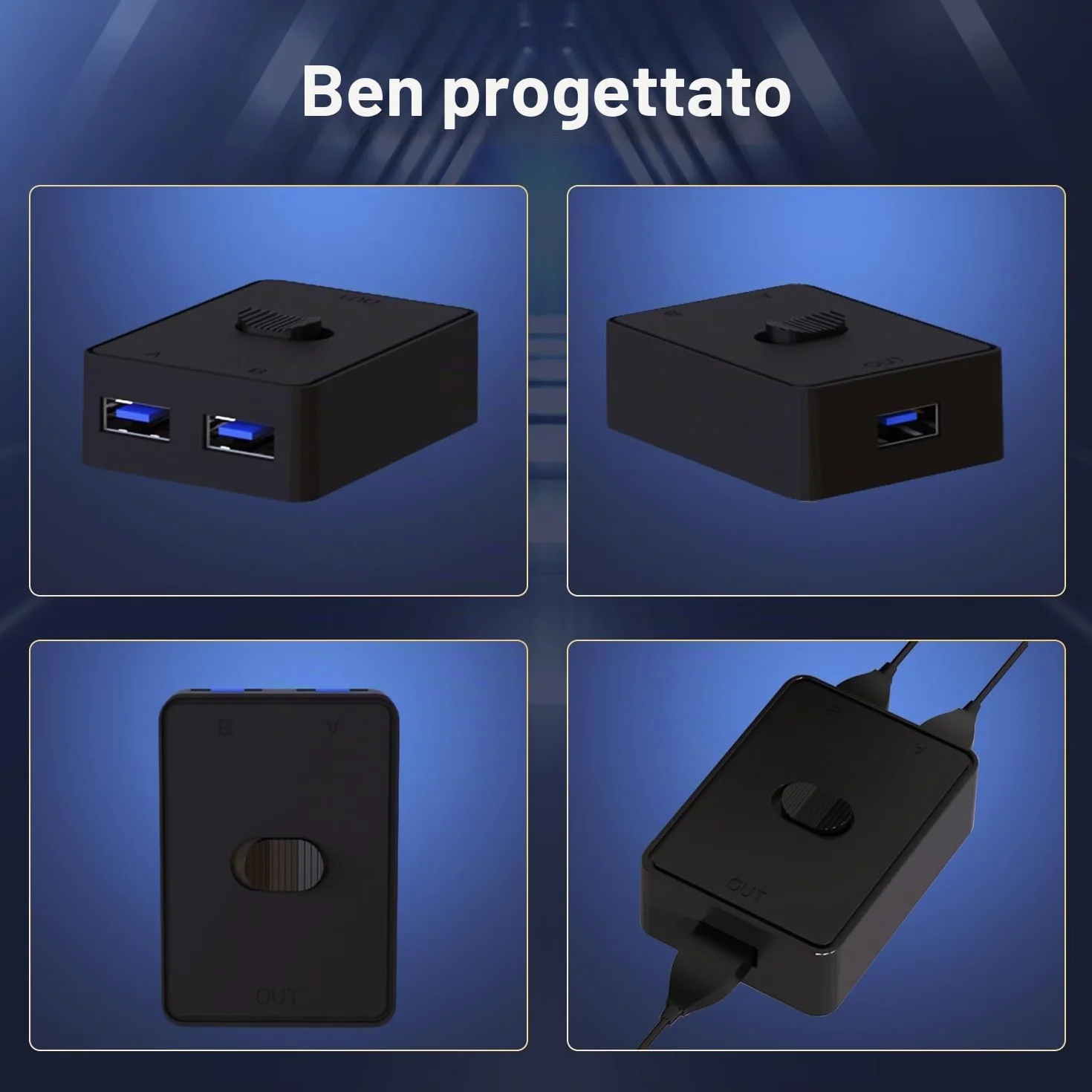 Selettore USB 3.0, commutatore USB bidirezionale 2 in 1 out/1 in 2 out, mini commutatore USB YuLinca per 2 computer per condividere tastiera, mouse, scanner e stampante