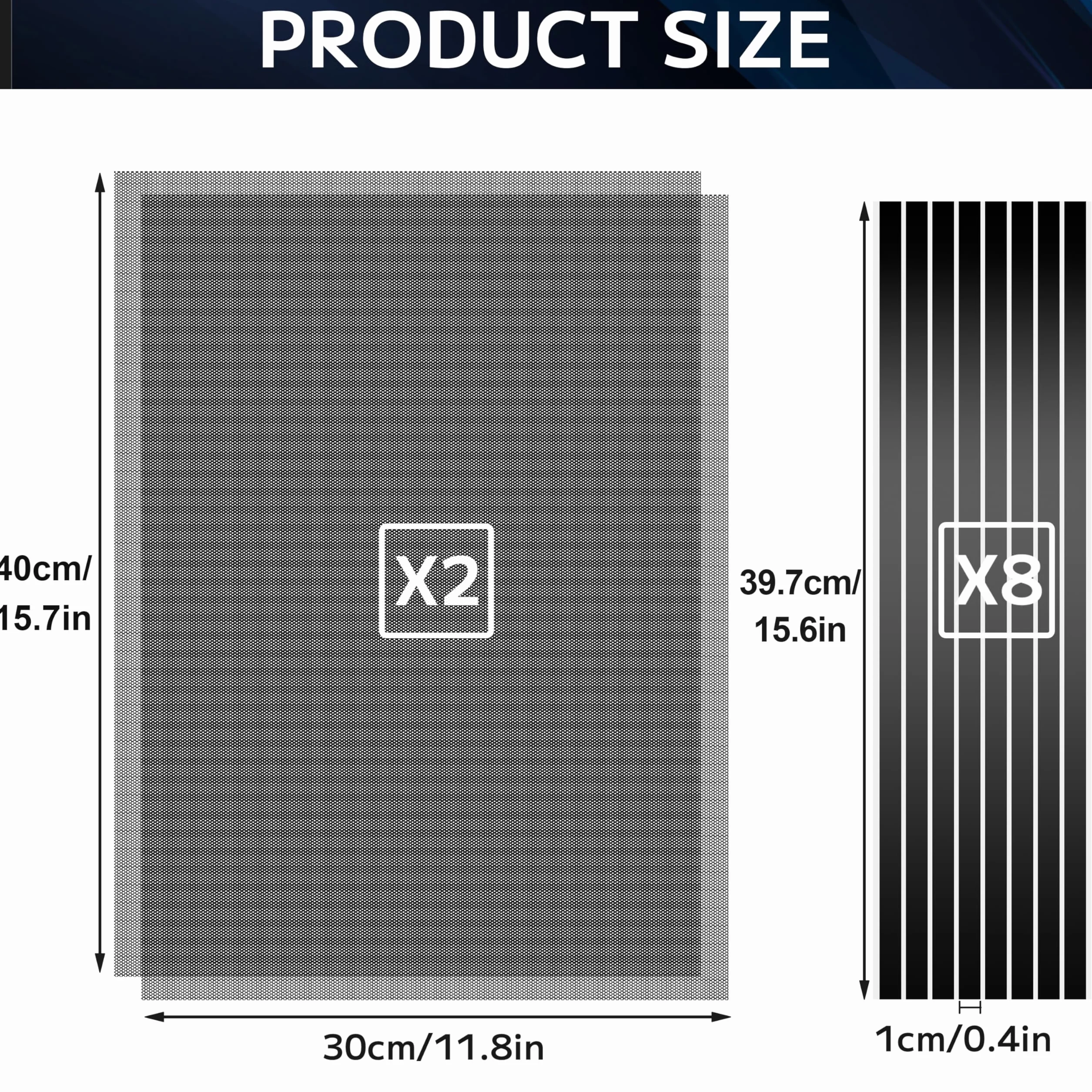Filtro Antipolvere PC, 400 x 300 mm Filtro a Rete Antipolvere in PVC, DIY PC Case Polvere Mesh con Striscia Magnetica, Polvere Ventola di Raffreddamento per Computer- 2 Pezzi