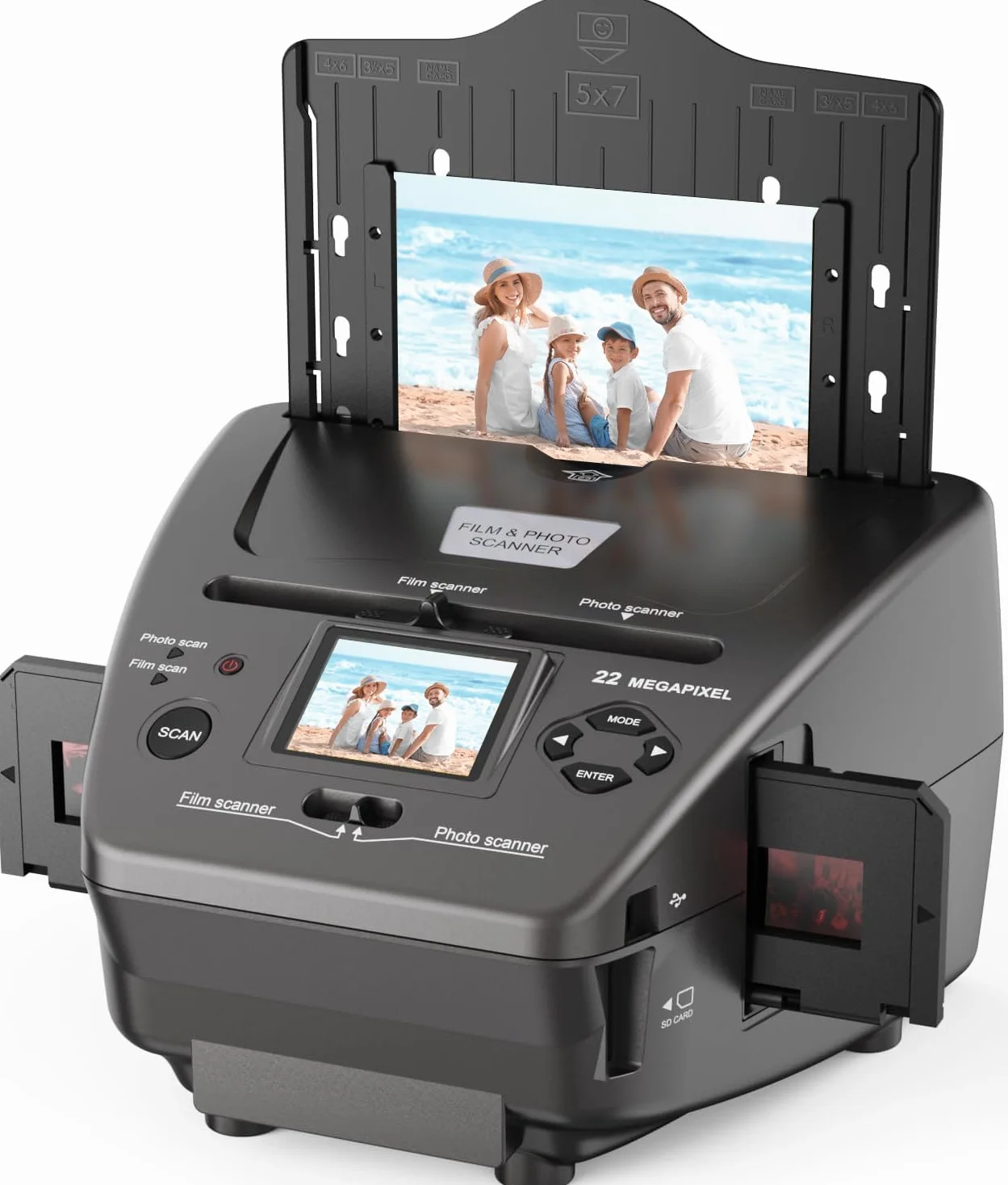 Scanner per foto LCD da 22 MP, 2,4", scanner per diapositive e negativi, converte negativi da 35 mm/135 mm, diapositive e biglietti da visita in formato JPEG digitale, USB, scheda SD da 4 GB