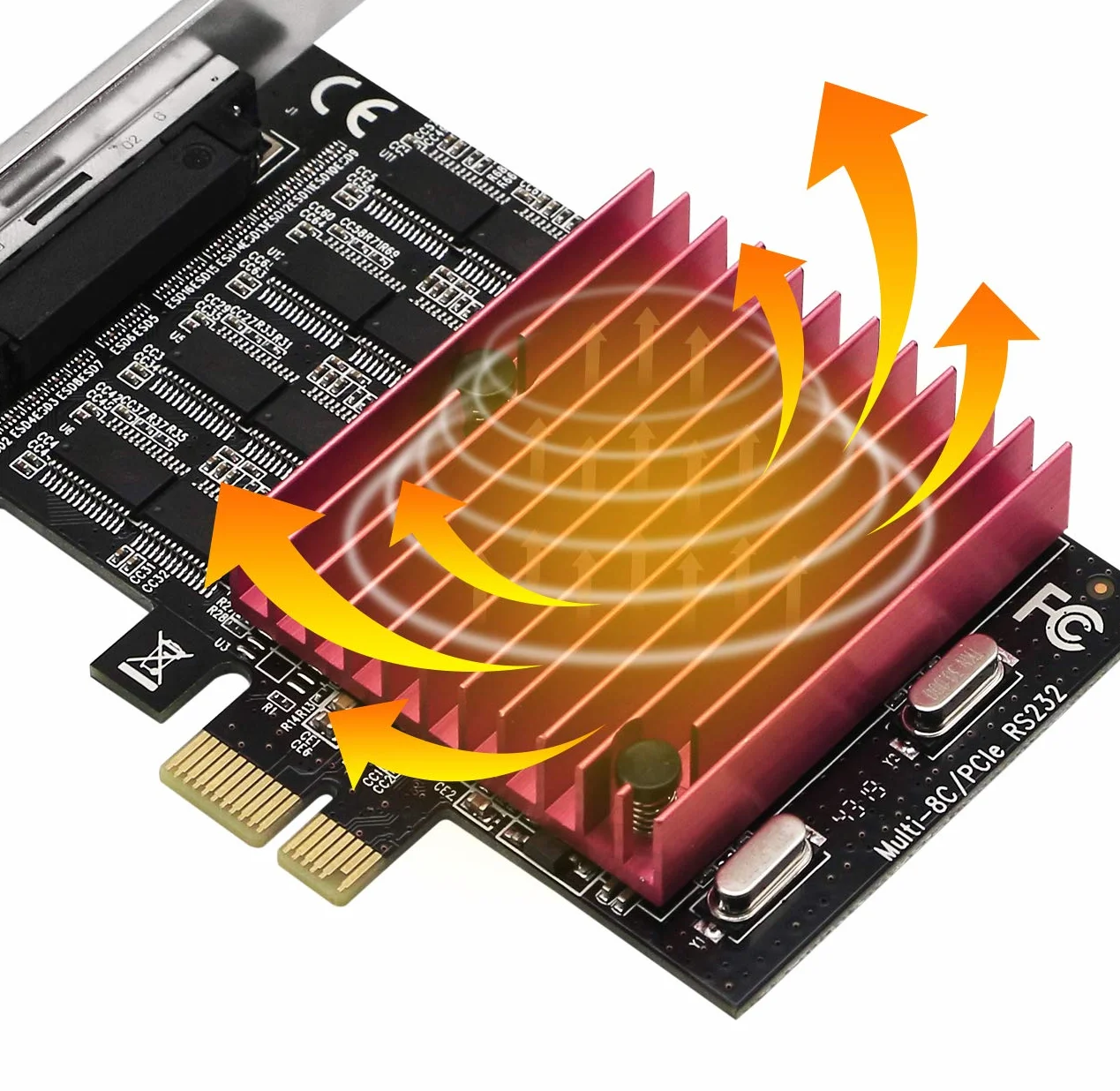 CERRXIAN Scheda di espansione RS232 da PCIE a porta, scheda seriale PCI-E X1 DB9, 8 Chipset PCI-Express Controller Card