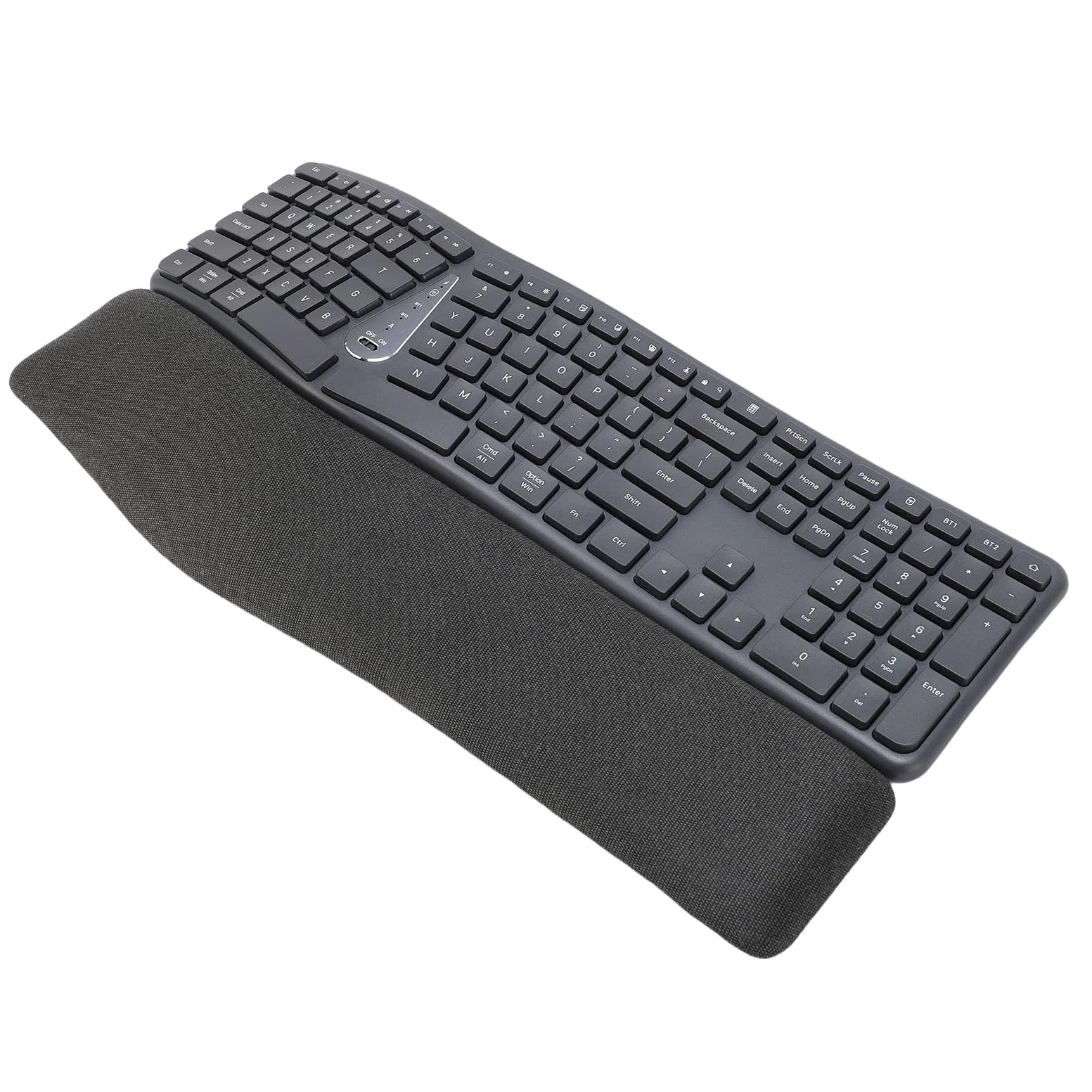 Jectse Tastiera Ergonomica Wireless, Tastiera Divisa Bluetooth con Riposo da Polso, Chiavi di Progettazione delle Onde per la Digitazione, Tastiera per Computer Ricaricabile USB per