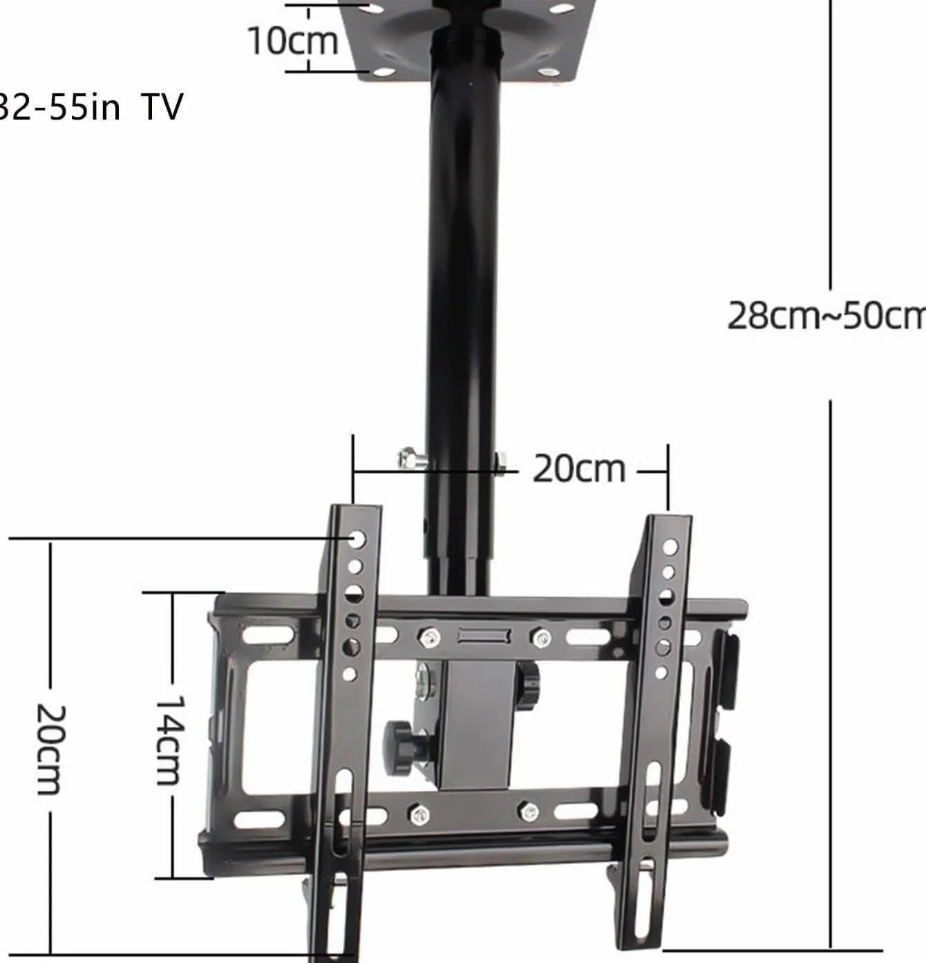 Supporto TV A Soffitto Inclinabile E Girevole per Monitor, Supporto TV Completamente Orientabile per TV da 32 A 55 Pollici, Supporto TV Telescopico Regolabile in Altezza