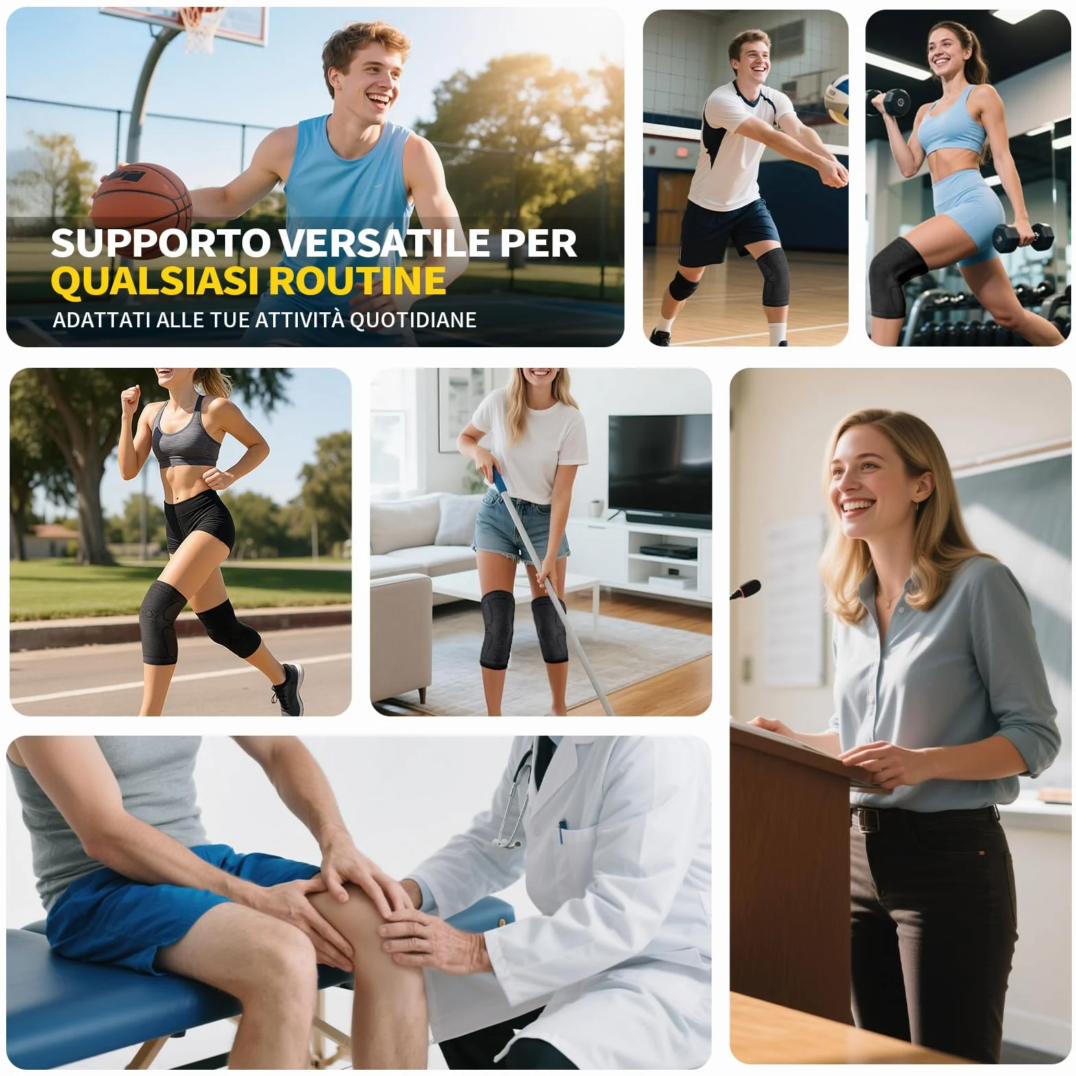 CAMBIVO 2 Pezzi Ginocchiera Ortopedica Compressione Tutore Antiscivolo Ginocchiere Elastica Legamenti Menisco Sport Corsa Gym