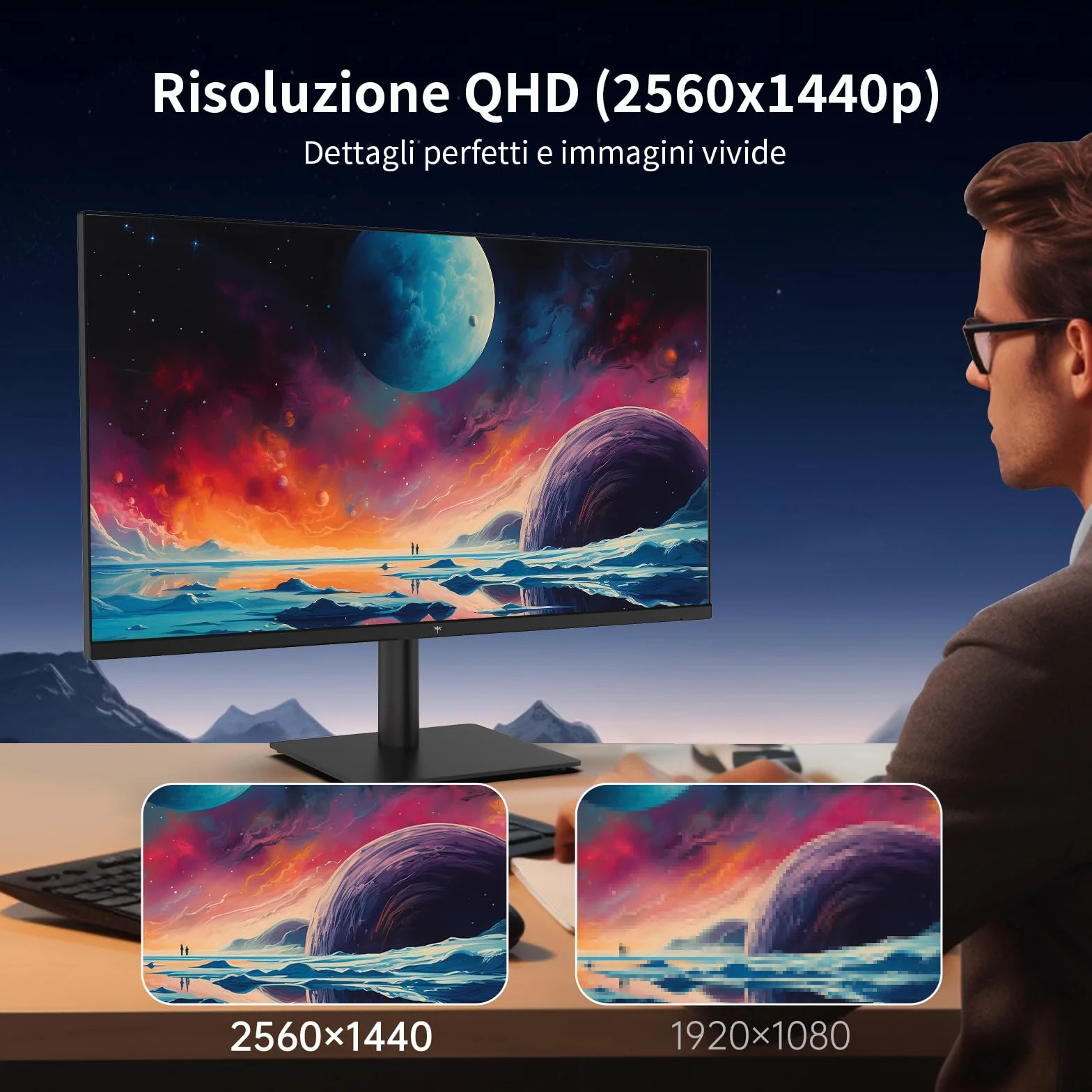 KTC Monitor 27 Pollici, QHD 100Hz (120Hz OC) Schermo PC - IPS Panel, Schermo anti luce blu, 96% DCI-P3, 126% sRGB, Supporto Adaptive Sync, Monitor per il tempo libero e il lavoro (VESA 75 * 75)