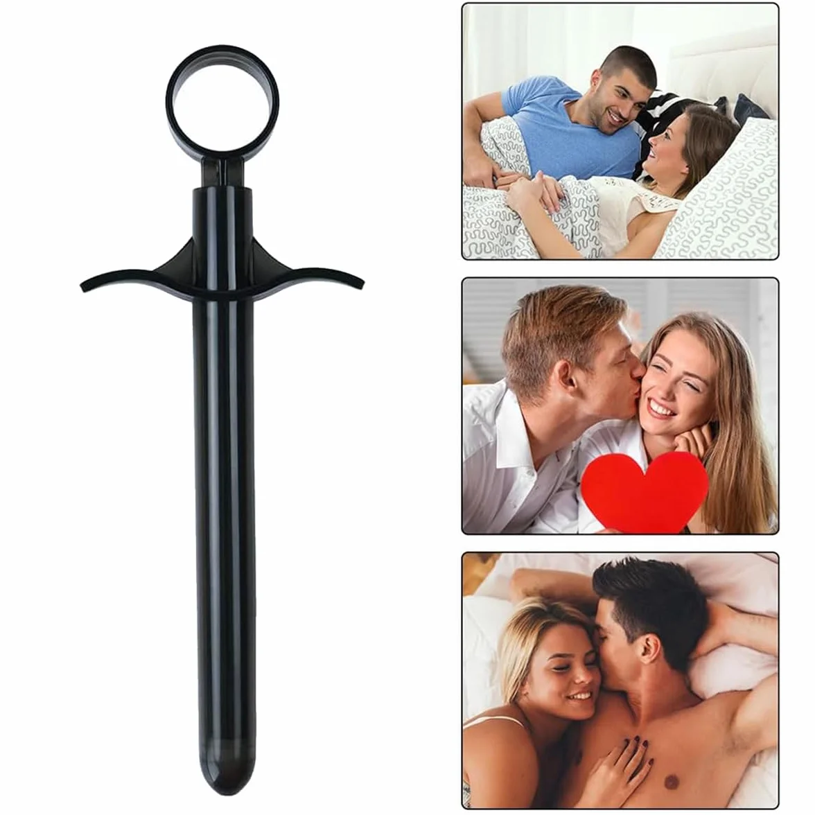 Siringa Lubrificante Riutilizzabile Applicatore Portatile Vaginale con Anello di Trazione e Presa per le Dita Nero